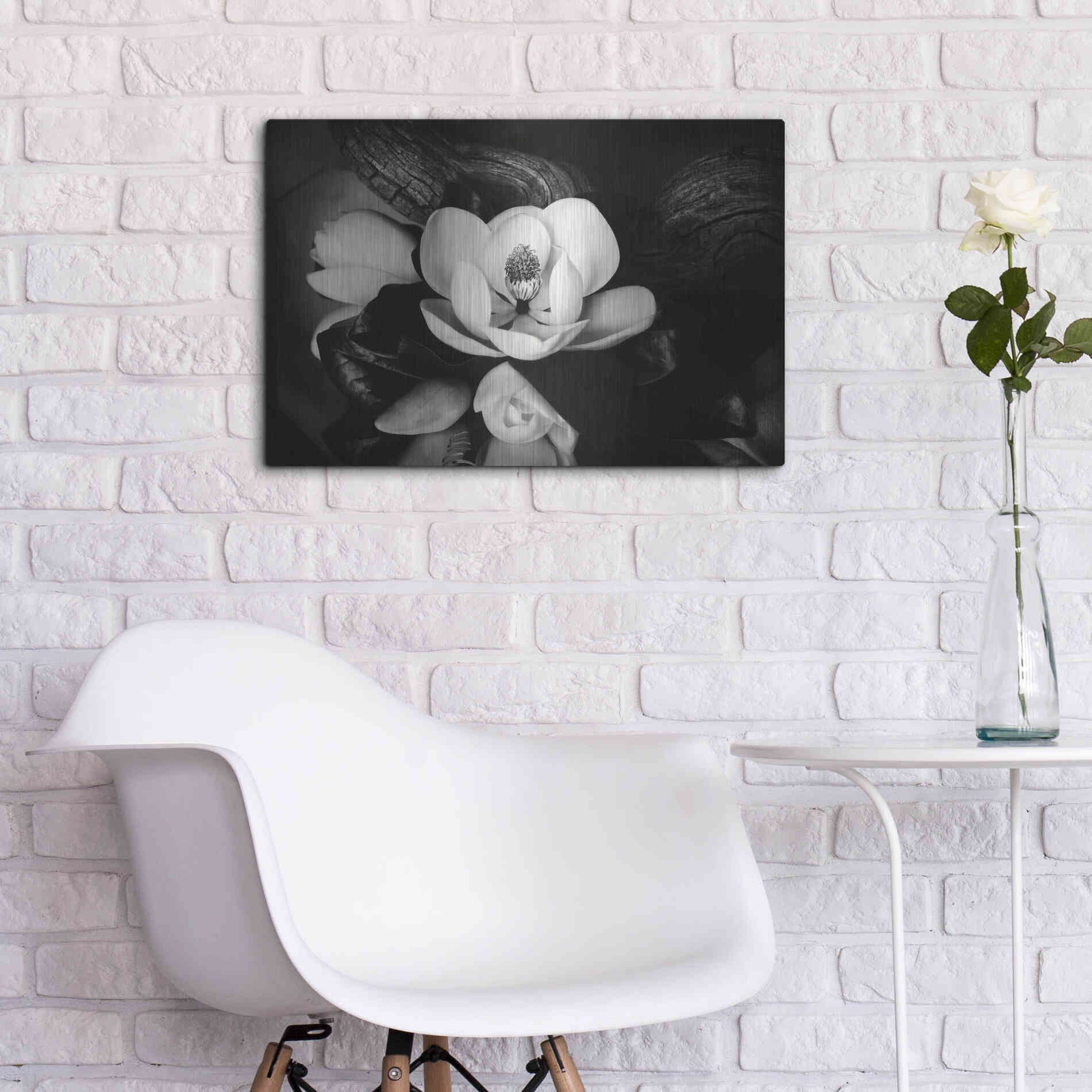 Luxe Metal Art 'Magnolia and Driftwood II' by Debra Van Swearingen, Metal Wall Art,24x16