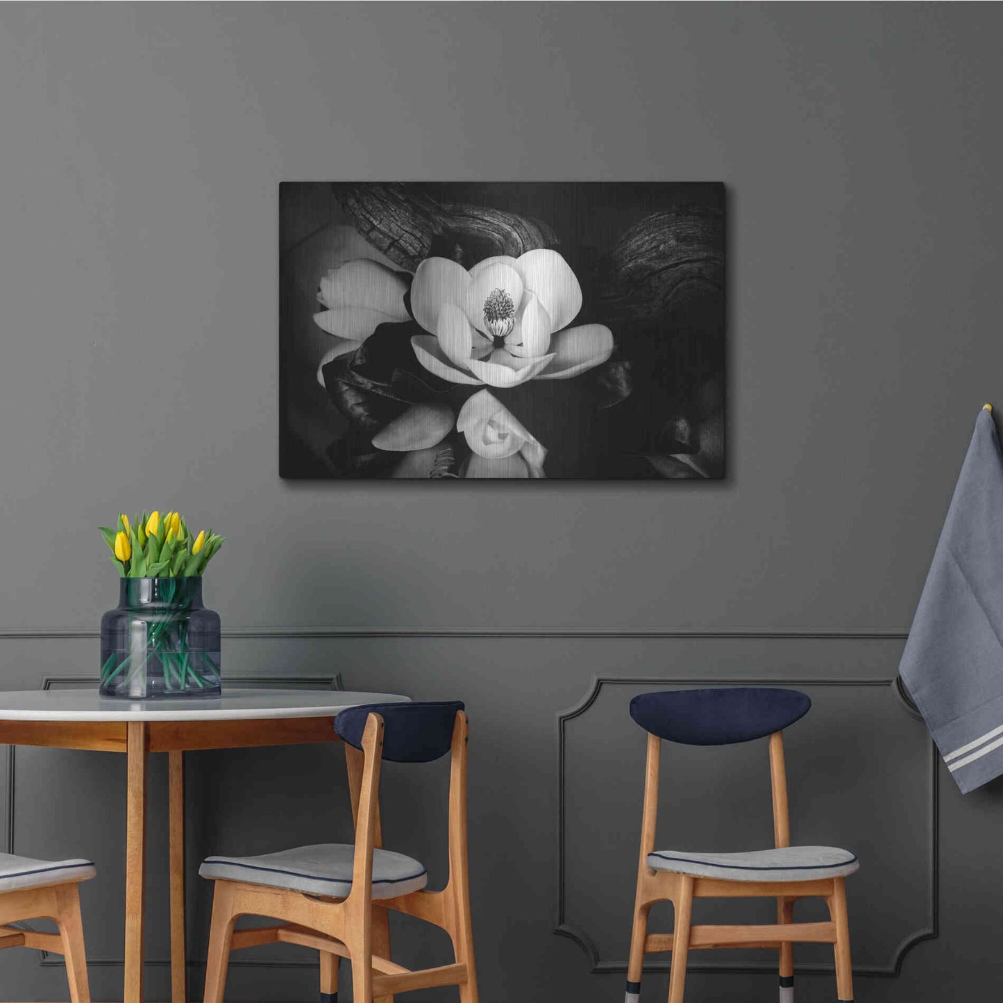 Luxe Metal Art 'Magnolia and Driftwood II' by Debra Van Swearingen, Metal Wall Art,36x24