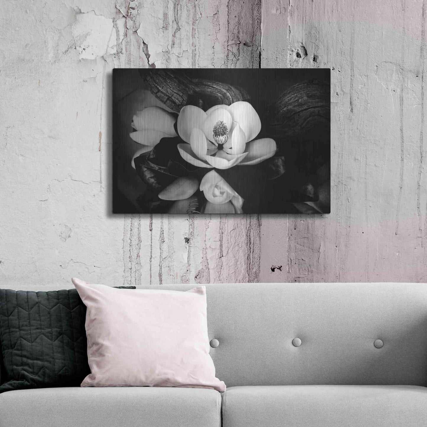 Luxe Metal Art 'Magnolia and Driftwood II' by Debra Van Swearingen, Metal Wall Art,36x24