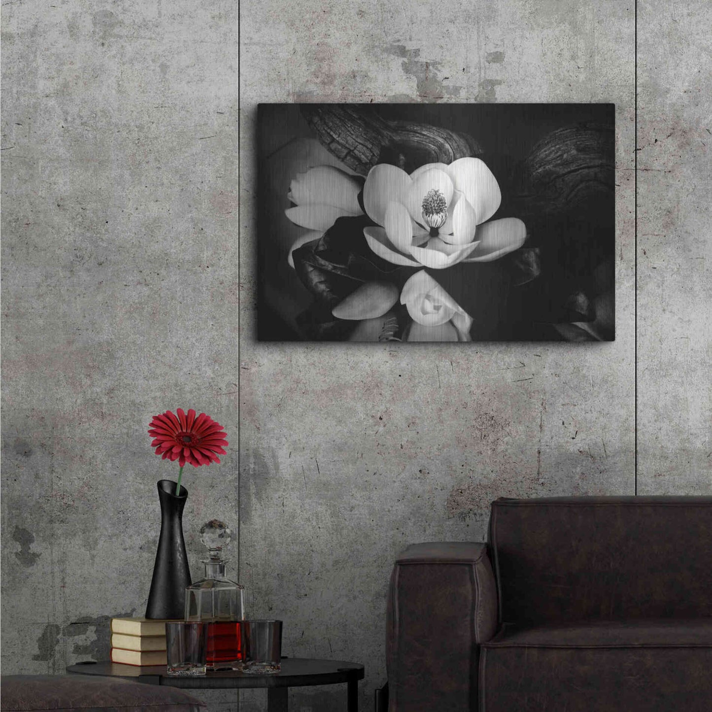 Luxe Metal Art 'Magnolia and Driftwood II' by Debra Van Swearingen, Metal Wall Art,36x24