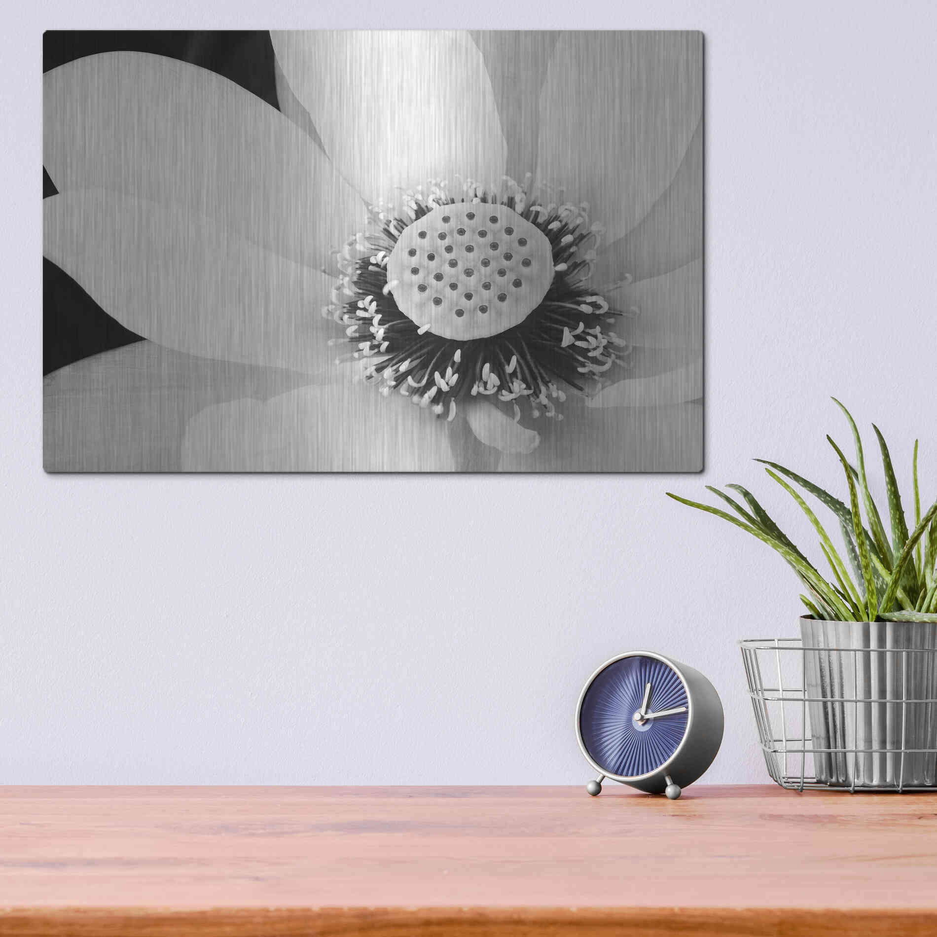 Luxe Metal Art 'Lotus Flower IV' by Debra Van Swearingen, Metal Wall Art,16x12