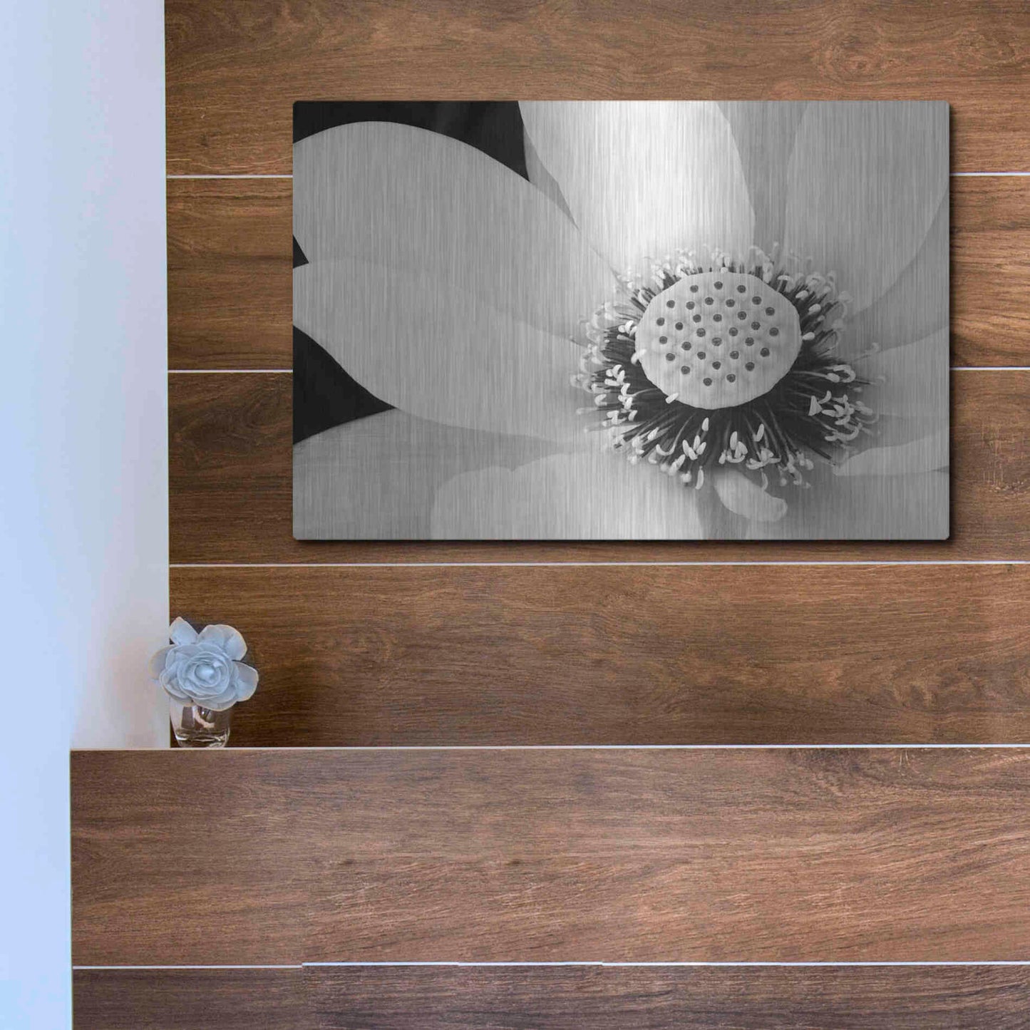 Luxe Metal Art 'Lotus Flower IV' by Debra Van Swearingen, Metal Wall Art,16x12