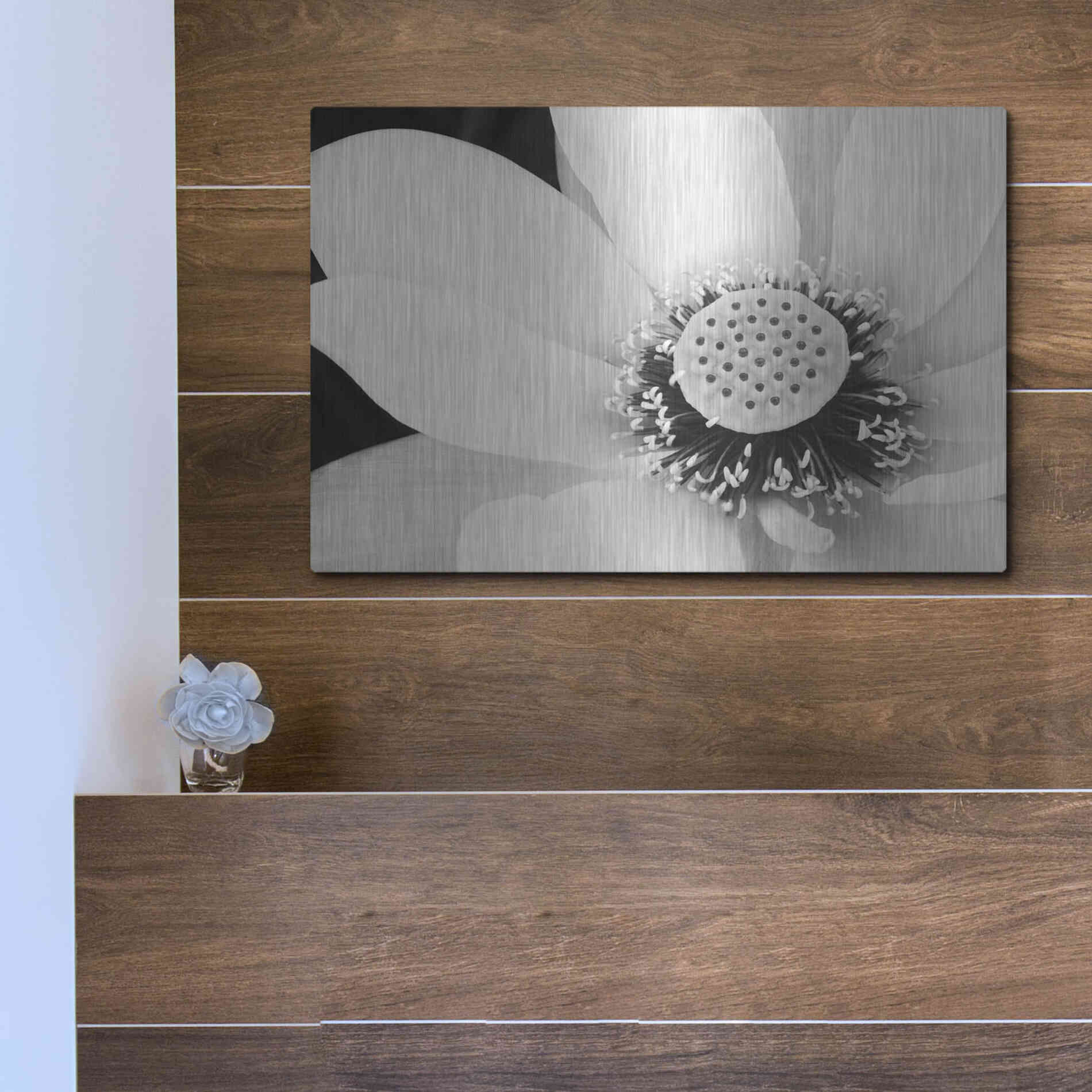 Luxe Metal Art 'Lotus Flower IV' by Debra Van Swearingen, Metal Wall Art,16x12