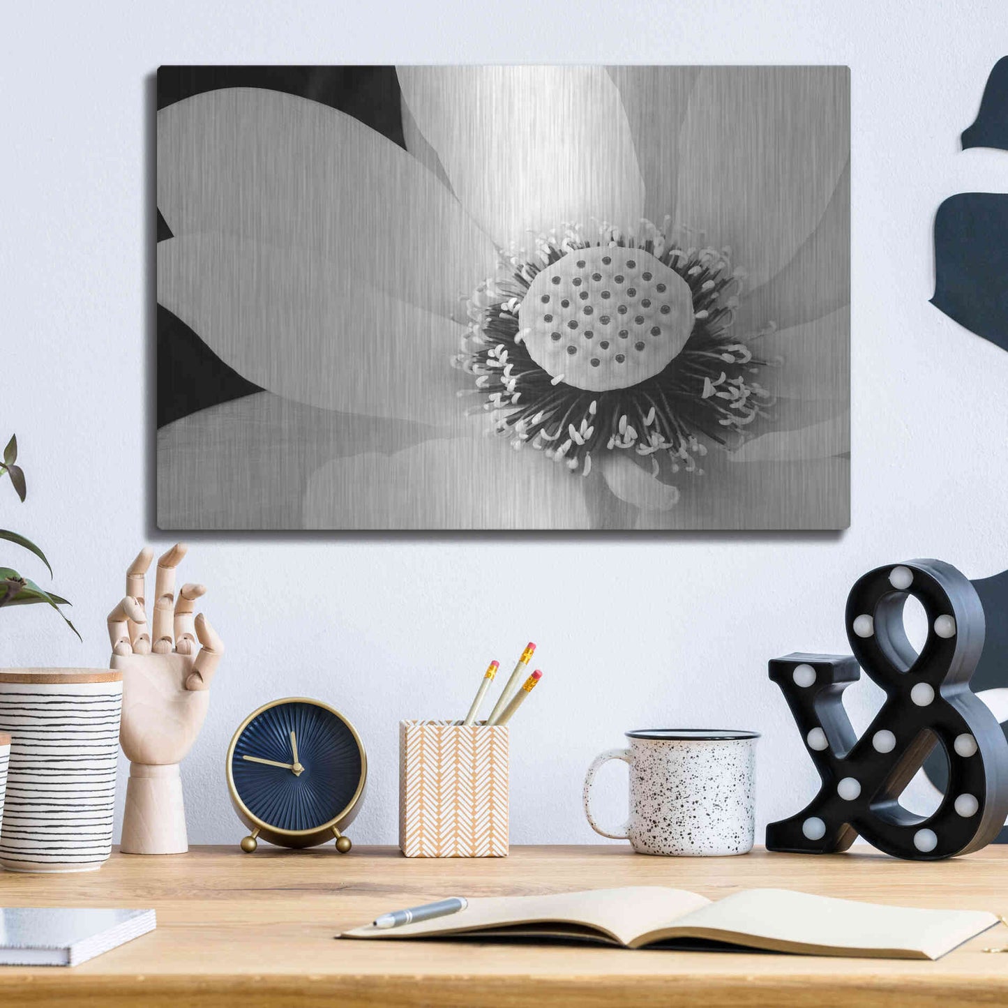 Luxe Metal Art 'Lotus Flower IV' by Debra Van Swearingen, Metal Wall Art,16x12