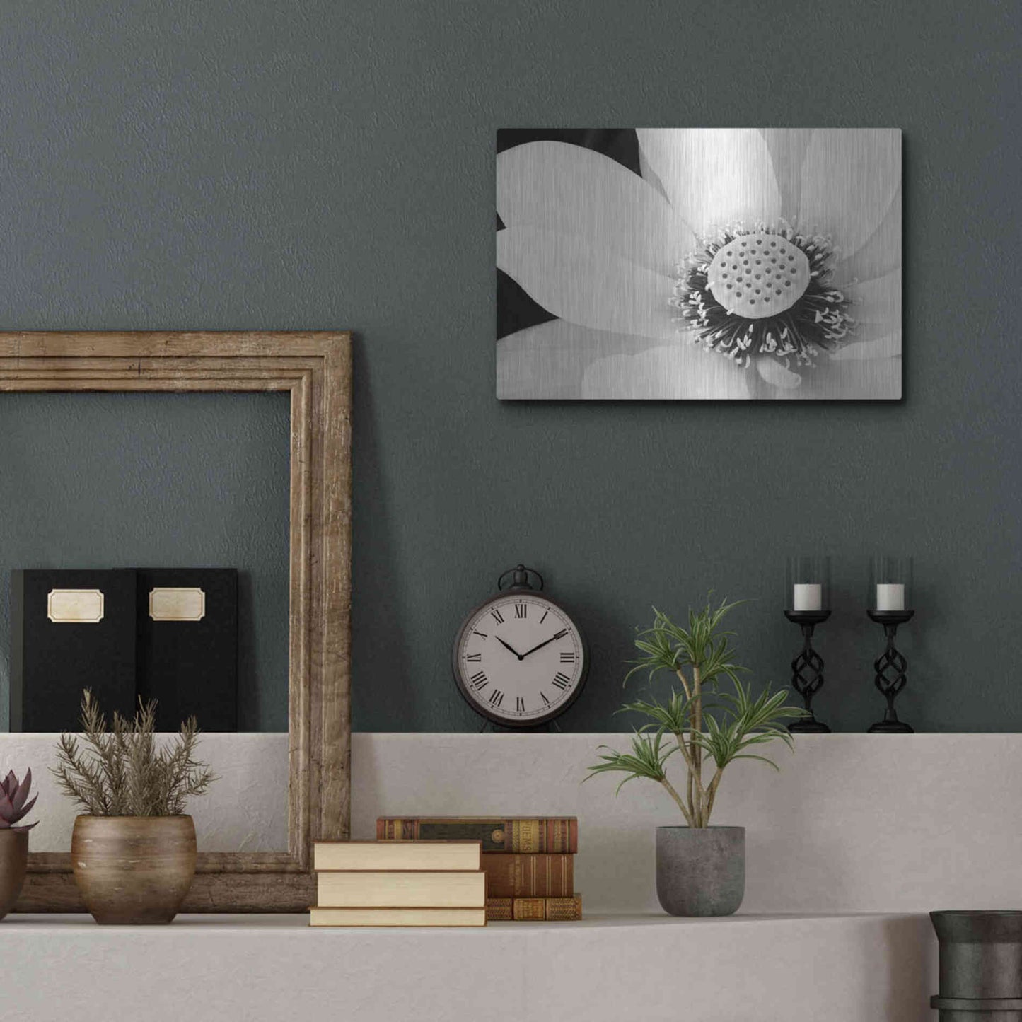 Luxe Metal Art 'Lotus Flower IV' by Debra Van Swearingen, Metal Wall Art,16x12