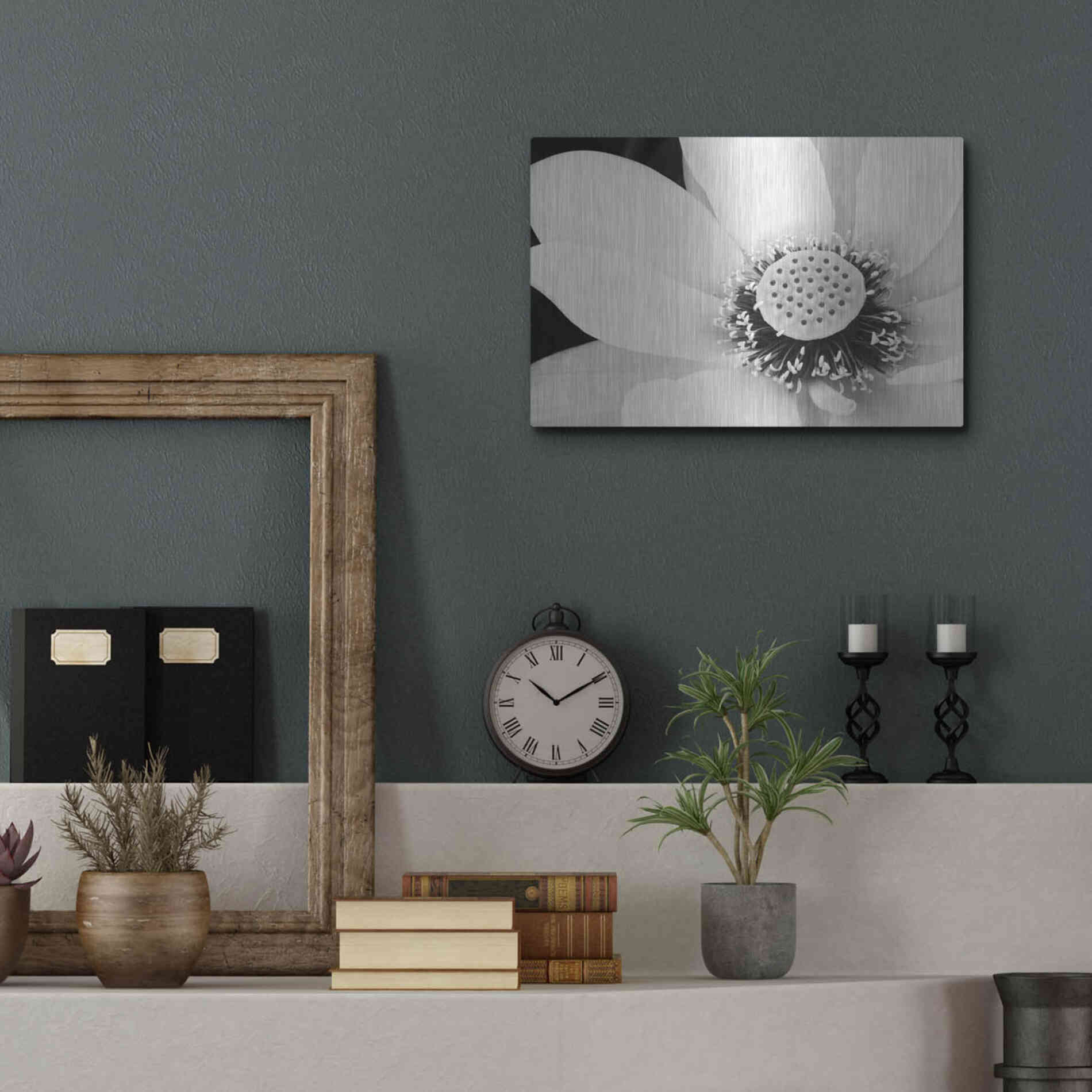 Luxe Metal Art 'Lotus Flower IV' by Debra Van Swearingen, Metal Wall Art,16x12