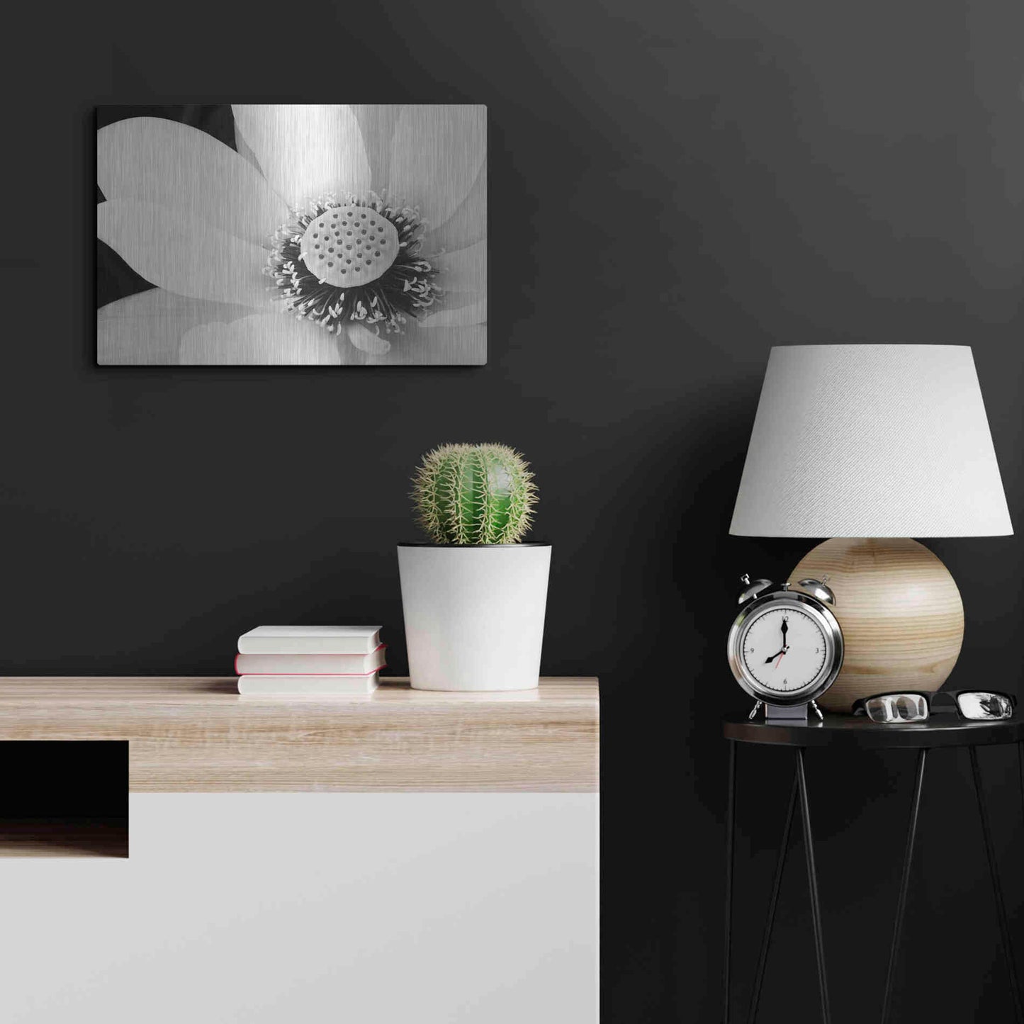 Luxe Metal Art 'Lotus Flower IV' by Debra Van Swearingen, Metal Wall Art,24x16