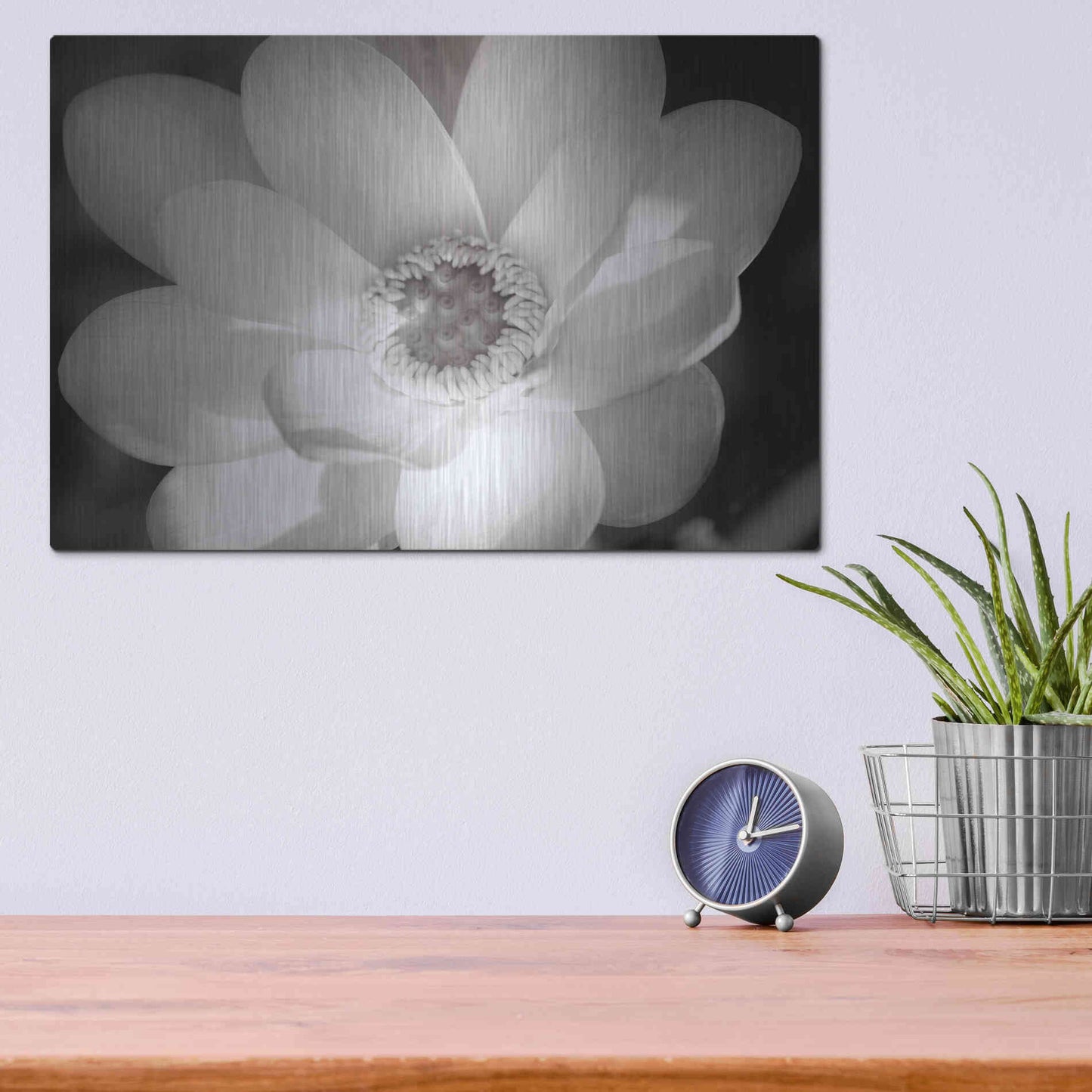 Luxe Metal Art 'Lotus Flower V' by Debra Van Swearingen, Metal Wall Art,16x12