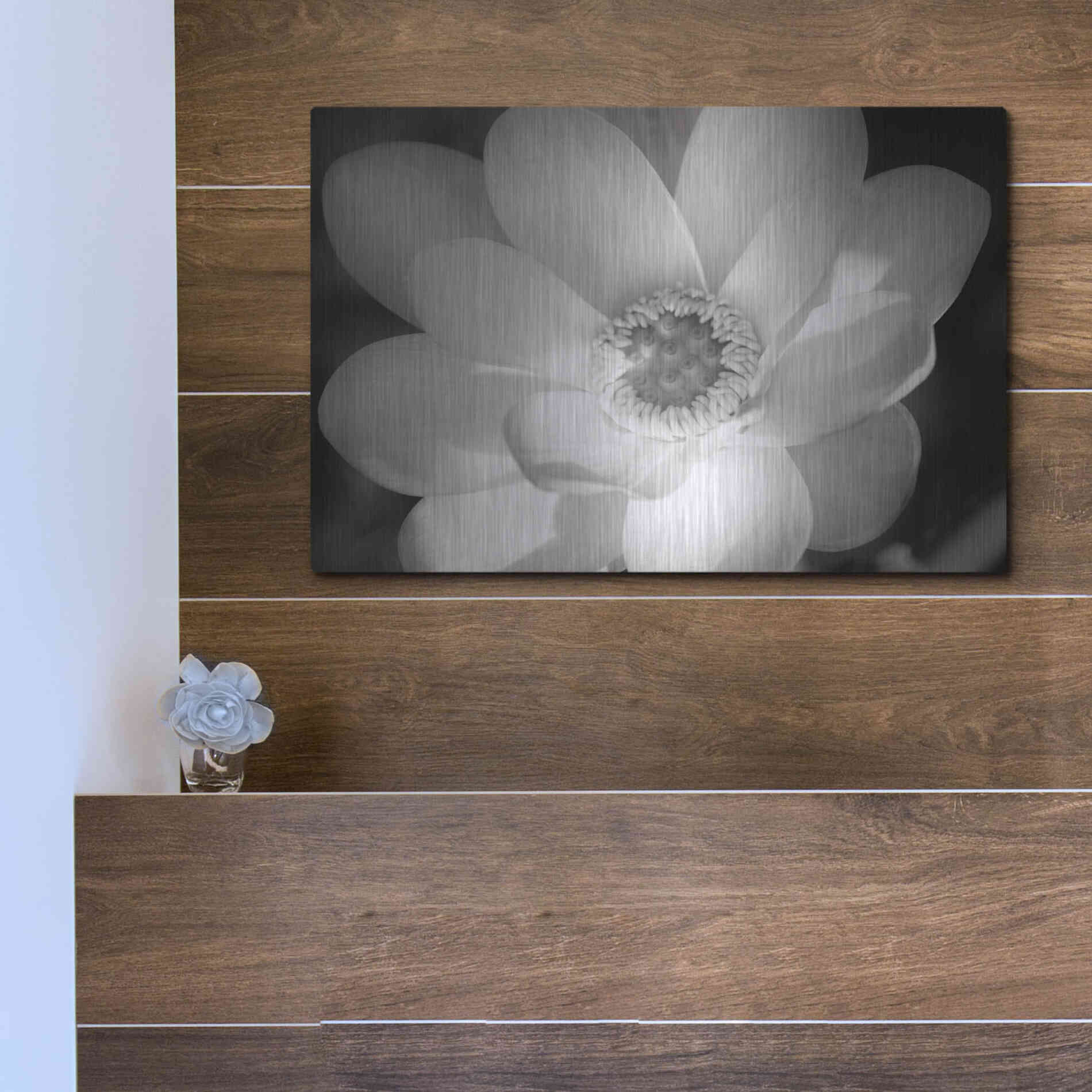 Luxe Metal Art 'Lotus Flower V' by Debra Van Swearingen, Metal Wall Art,16x12