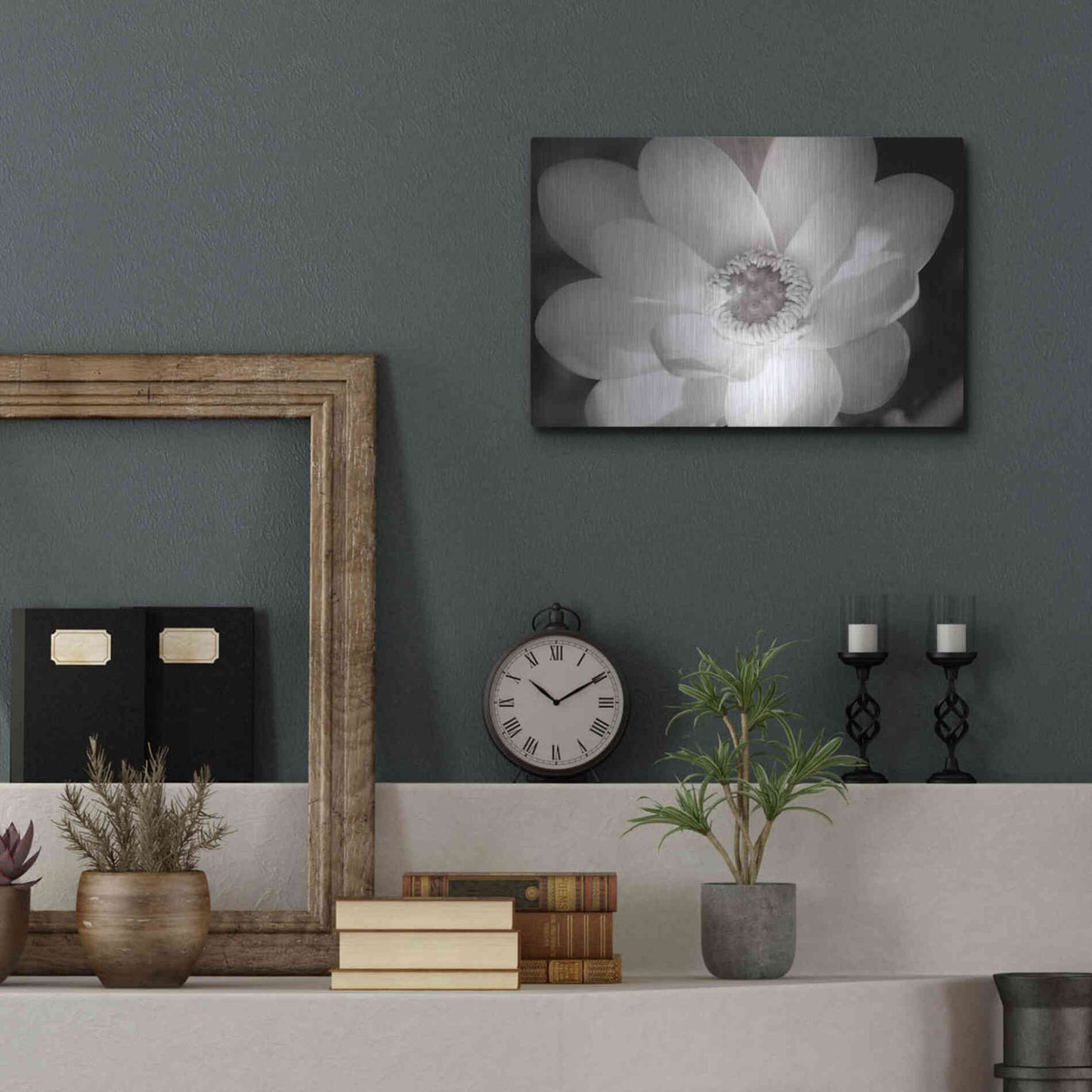 Luxe Metal Art 'Lotus Flower V' by Debra Van Swearingen, Metal Wall Art,16x12