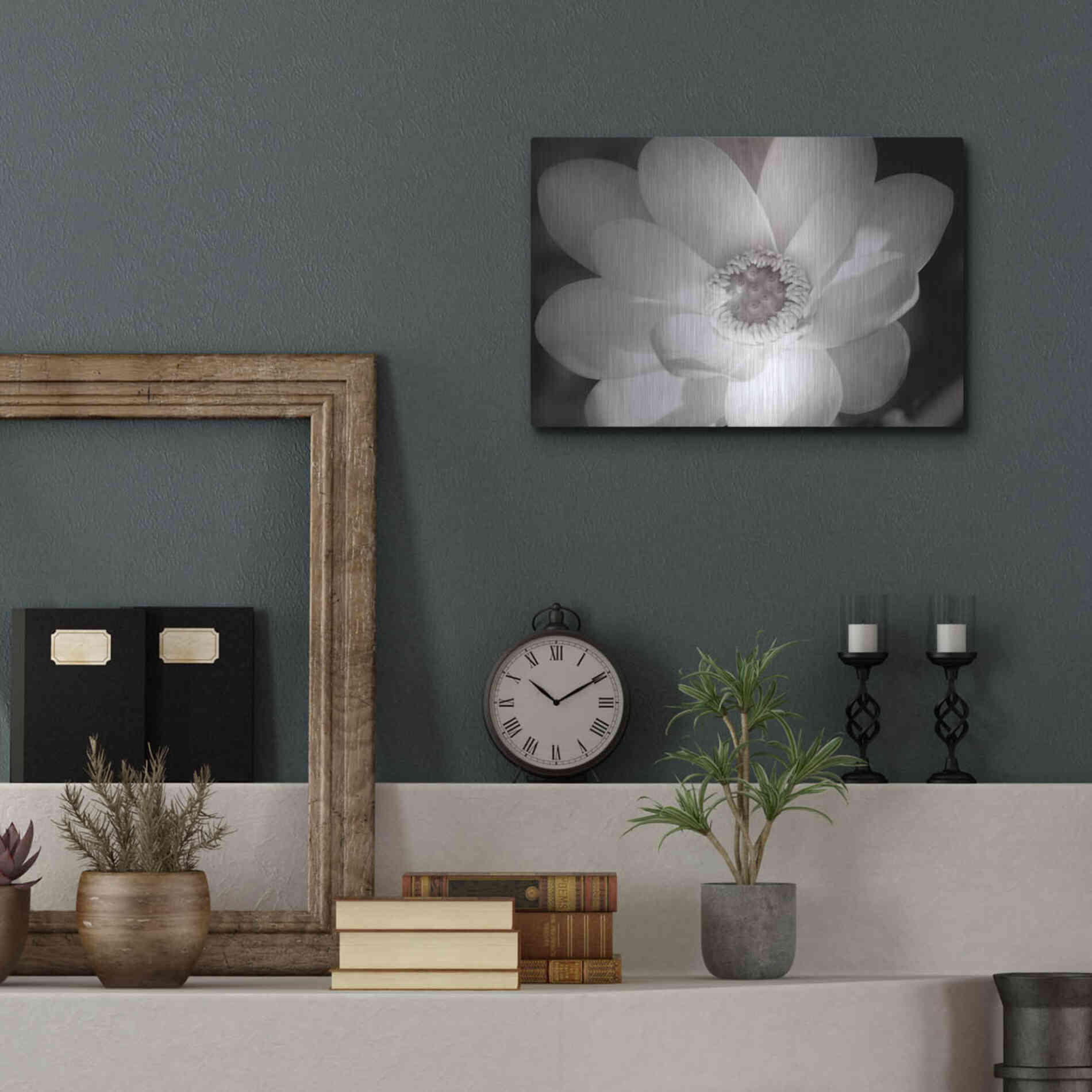 Luxe Metal Art 'Lotus Flower V' by Debra Van Swearingen, Metal Wall Art,16x12