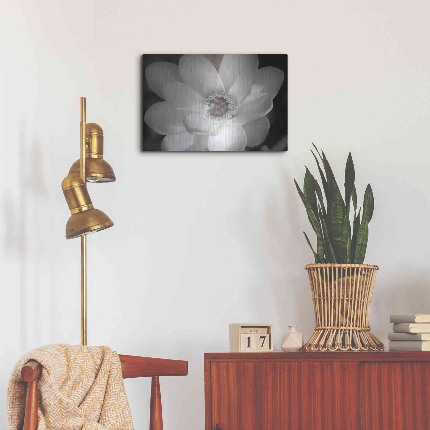 Luxe Metal Art 'Lotus Flower V' by Debra Van Swearingen, Metal Wall Art,24x16