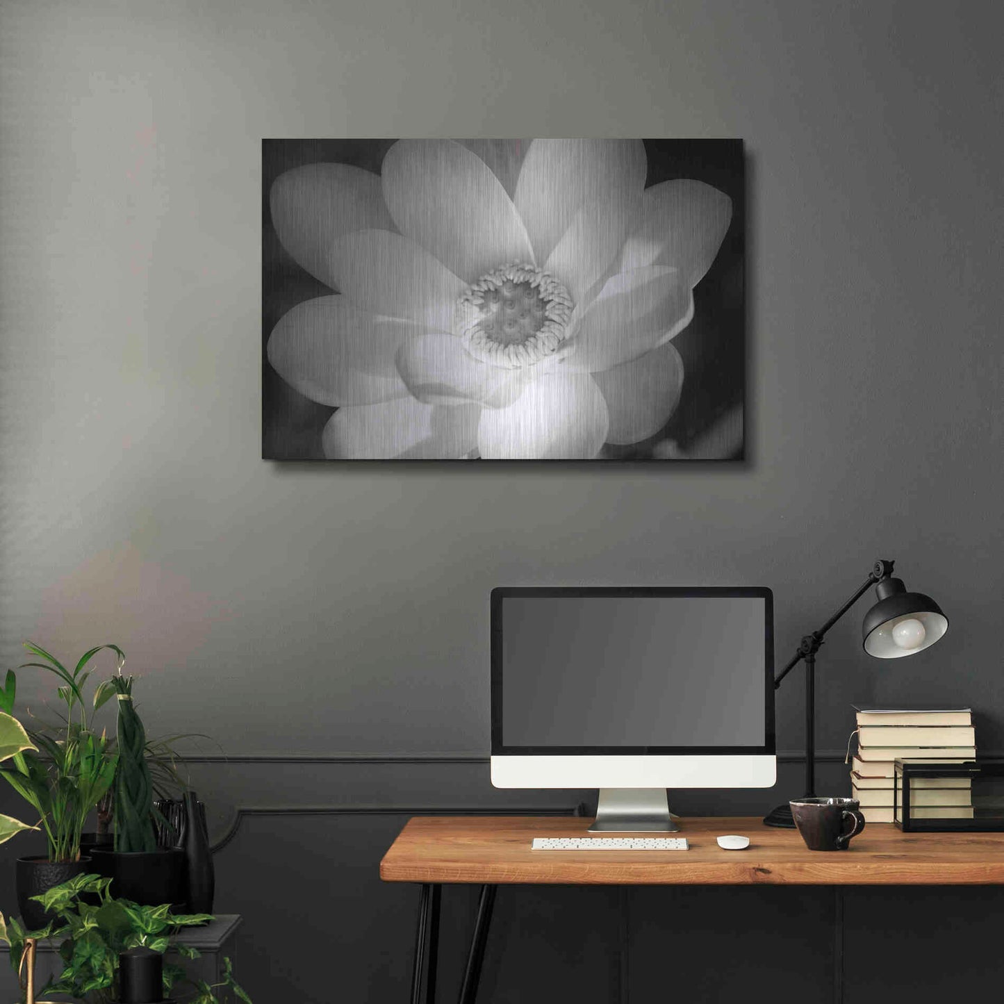 Luxe Metal Art 'Lotus Flower V' by Debra Van Swearingen, Metal Wall Art,36x24
