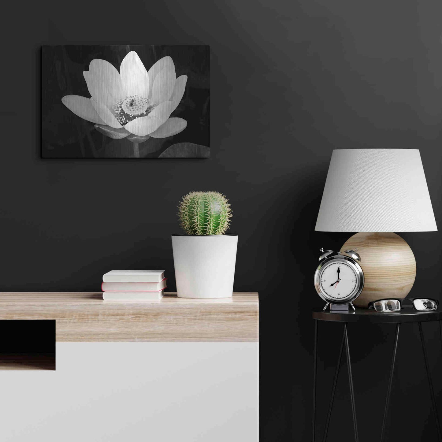 Luxe Metal Art 'Lotus Flower I v2' by Debra Van Swearingen, Metal Wall Art,24x16