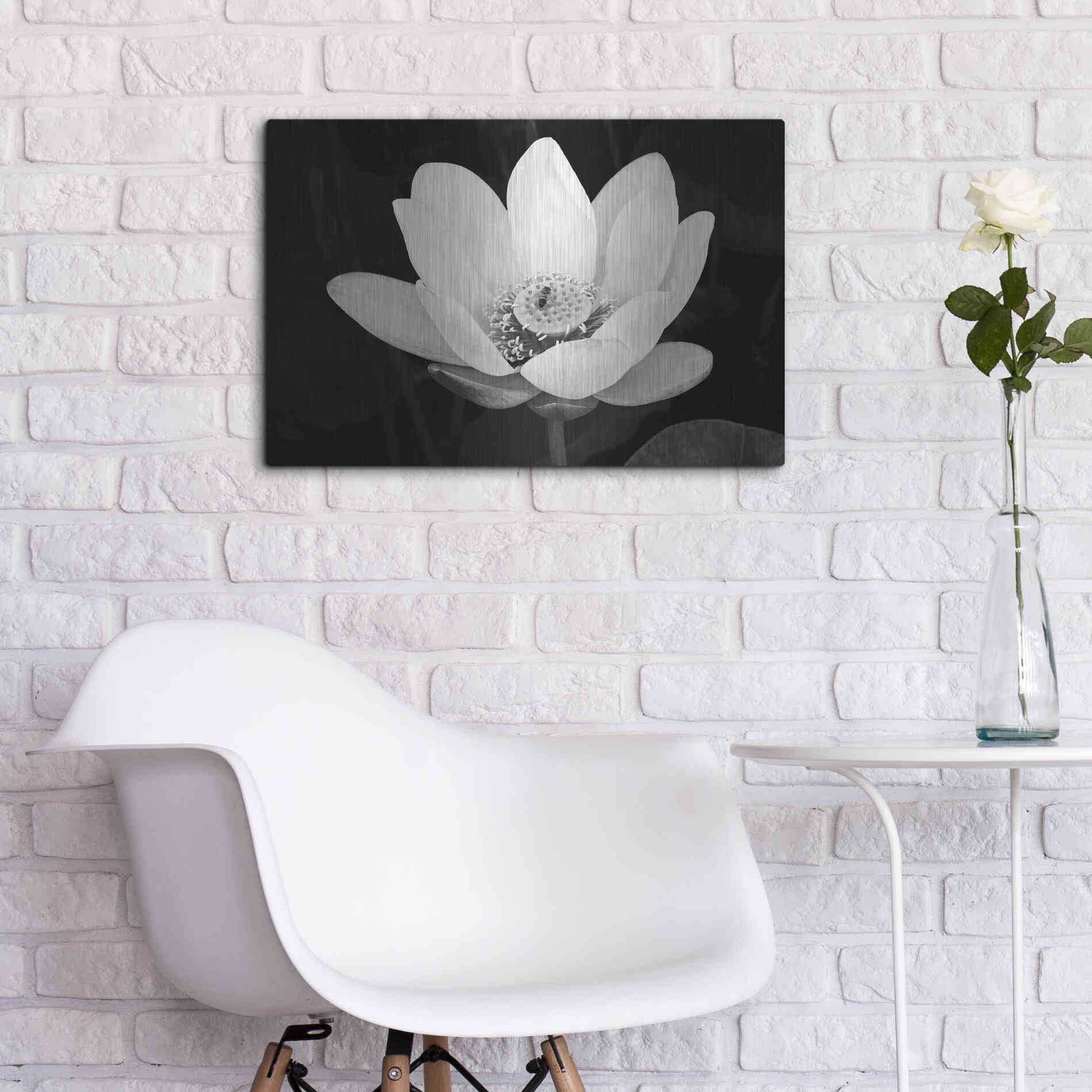 Luxe Metal Art 'Lotus Flower I v2' by Debra Van Swearingen, Metal Wall Art,24x16