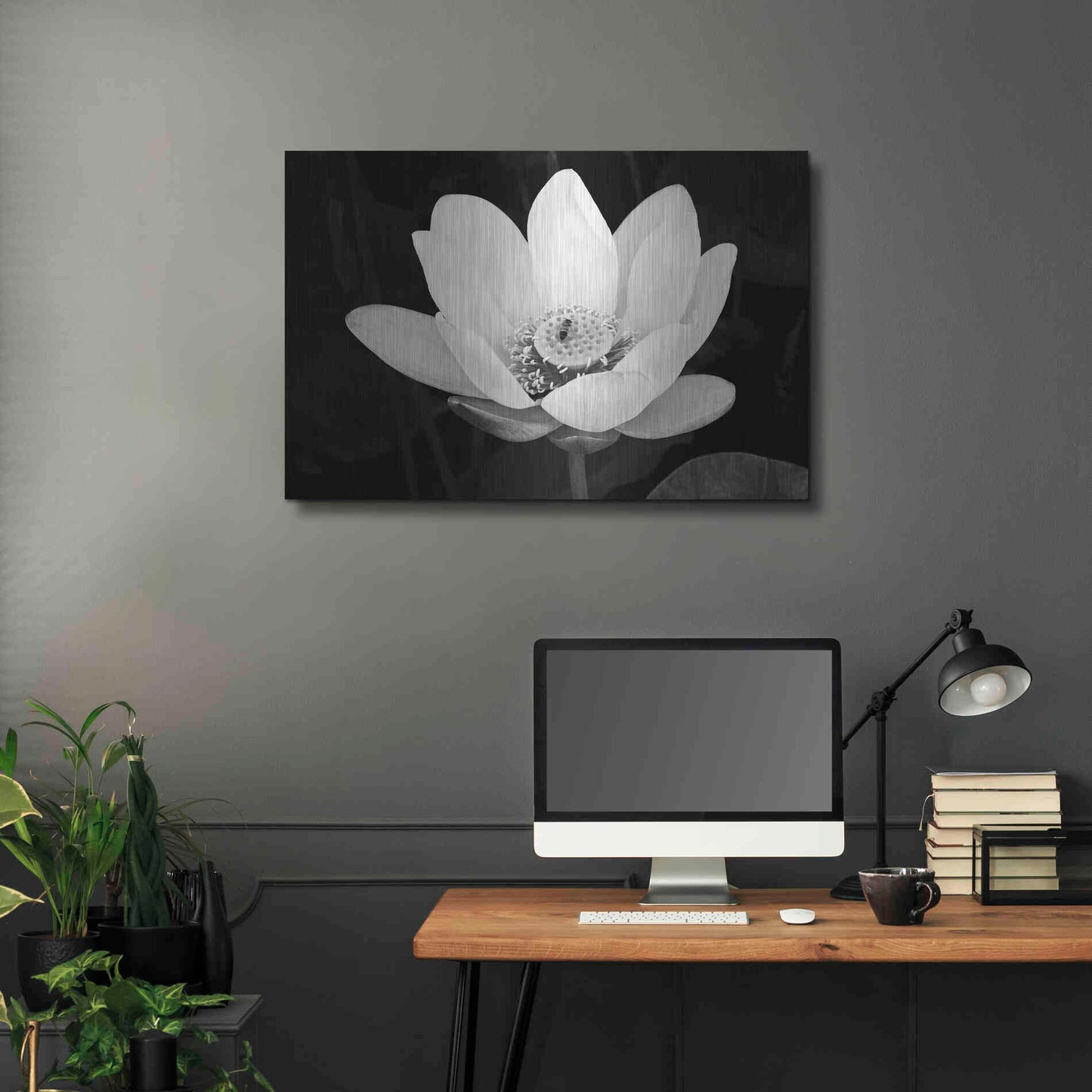 Luxe Metal Art 'Lotus Flower I v2' by Debra Van Swearingen, Metal Wall Art,36x24
