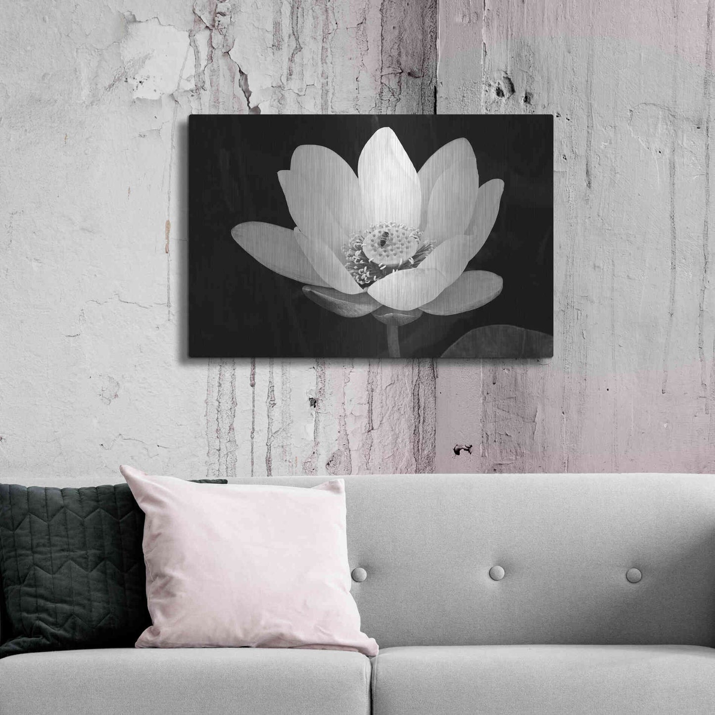 Luxe Metal Art 'Lotus Flower I v2' by Debra Van Swearingen, Metal Wall Art,36x24