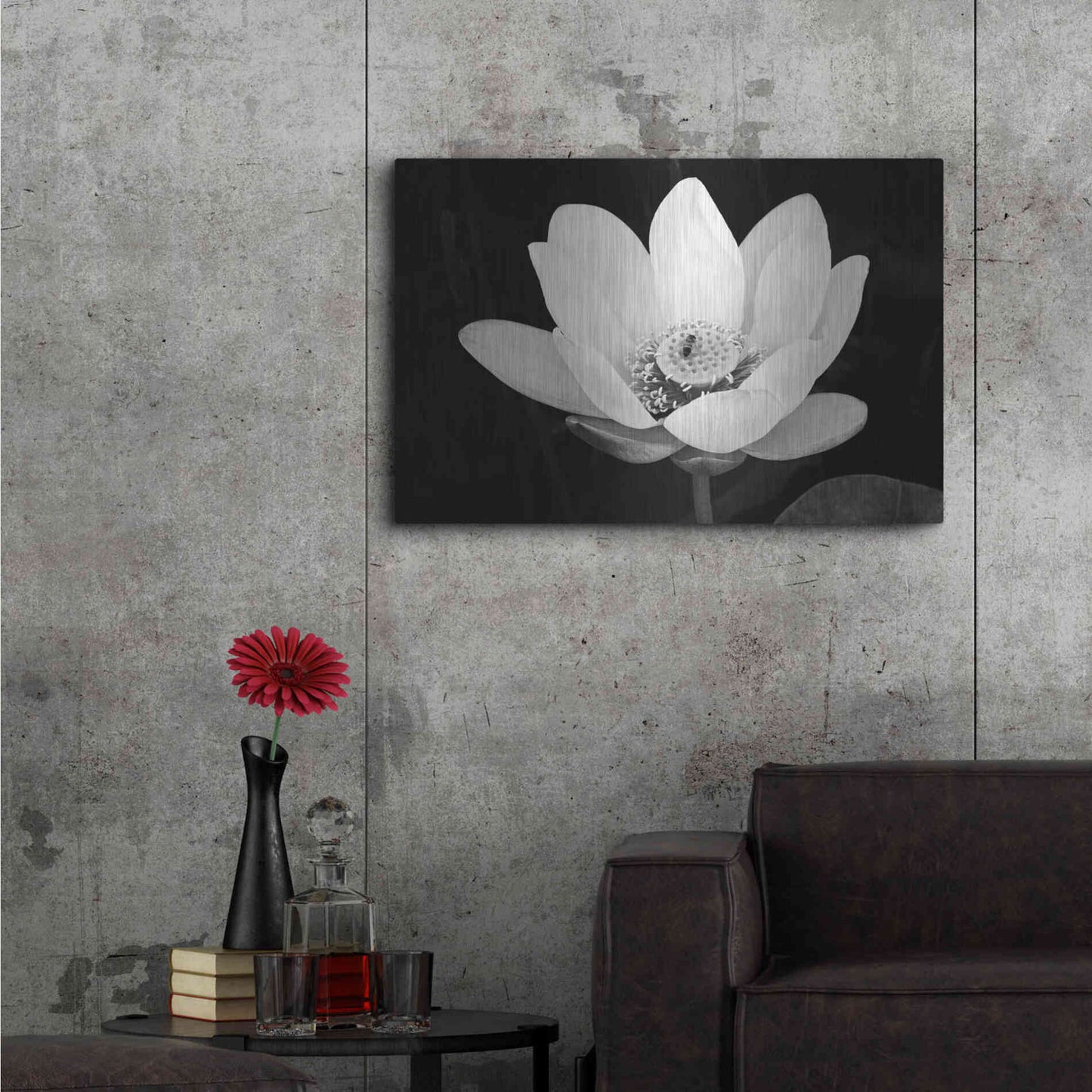 Luxe Metal Art 'Lotus Flower I v2' by Debra Van Swearingen, Metal Wall Art,36x24