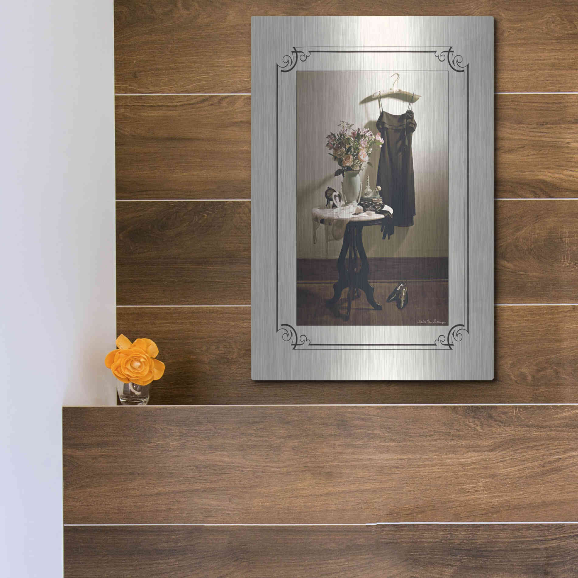 Luxe Metal Art 'Anticipation Hers' by Debra Van Swearingen, Metal Wall Art,12x16