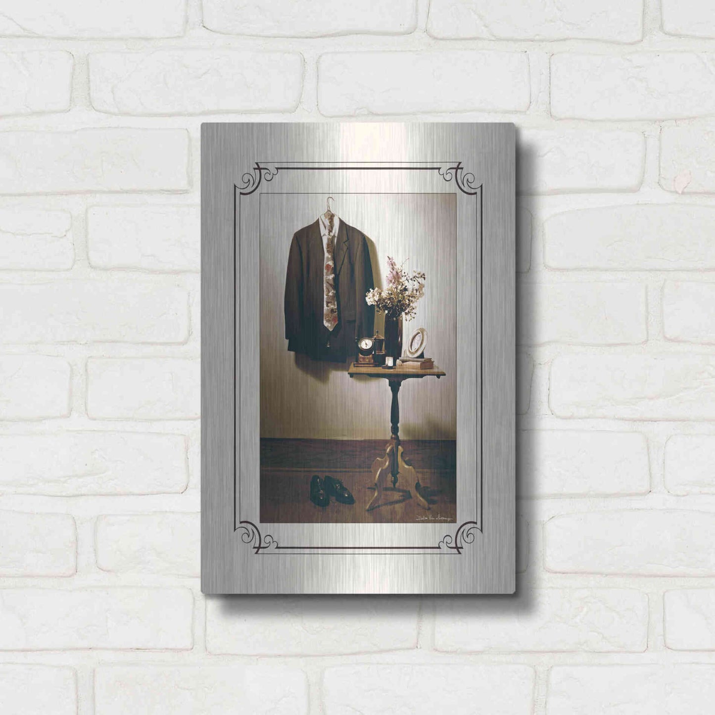 Luxe Metal Art 'Anticipation Him' by Debra Van Swearingen, Metal Wall Art,12x16