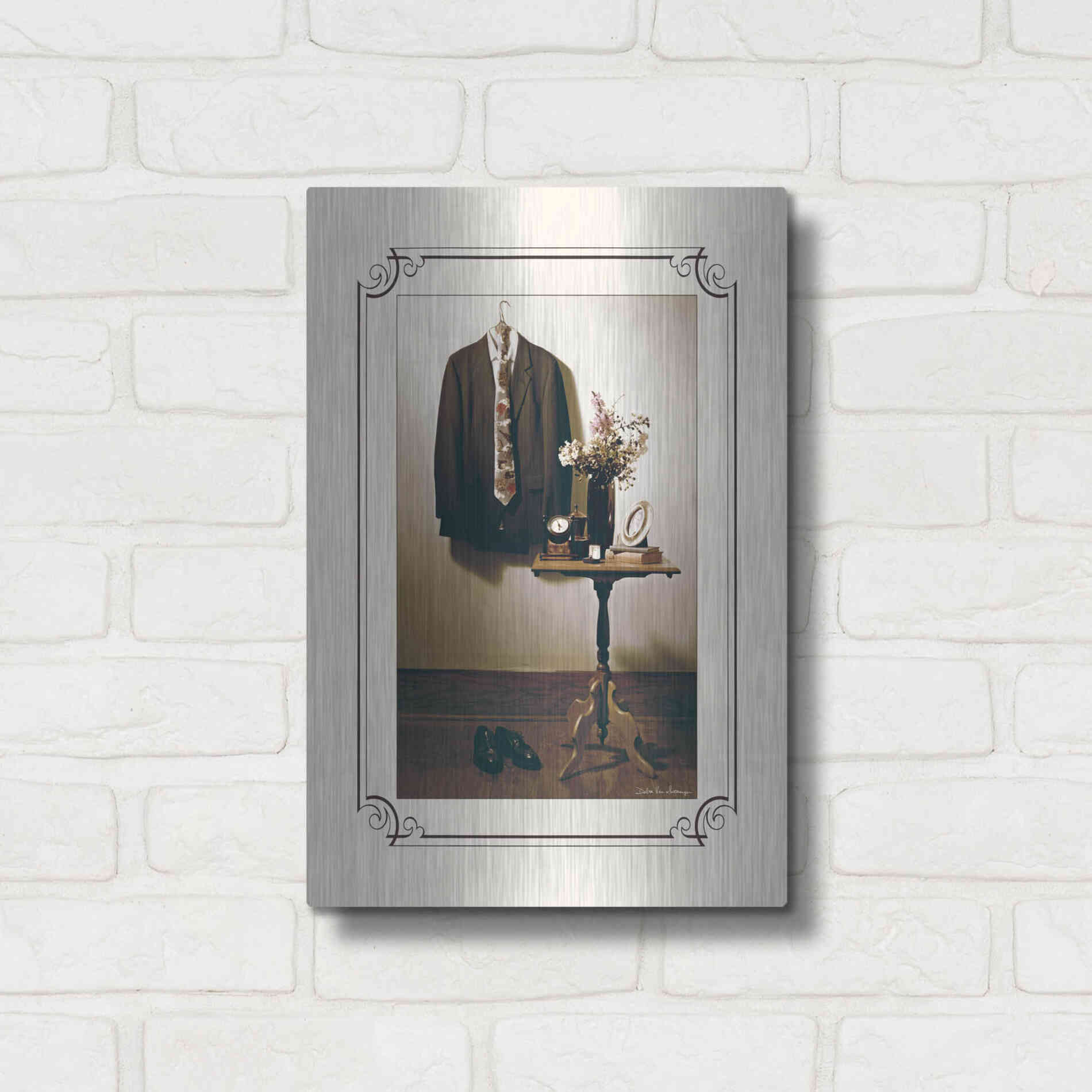 Luxe Metal Art 'Anticipation Him' by Debra Van Swearingen, Metal Wall Art,12x16