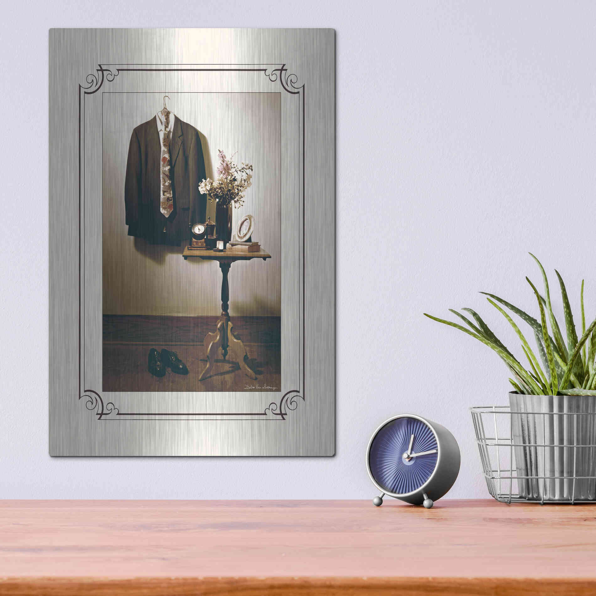 Luxe Metal Art 'Anticipation Him' by Debra Van Swearingen, Metal Wall Art,12x16