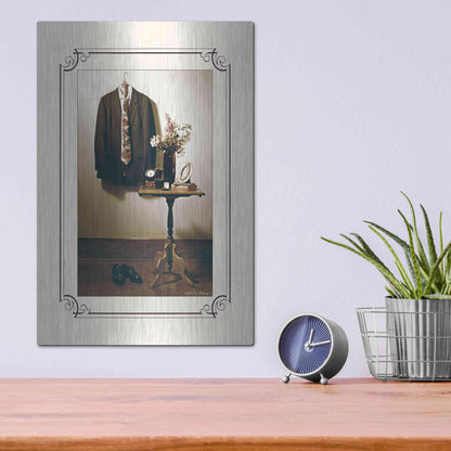 Luxe Metal Art 'Anticipation Him' by Debra Van Swearingen, Metal Wall Art,12x16