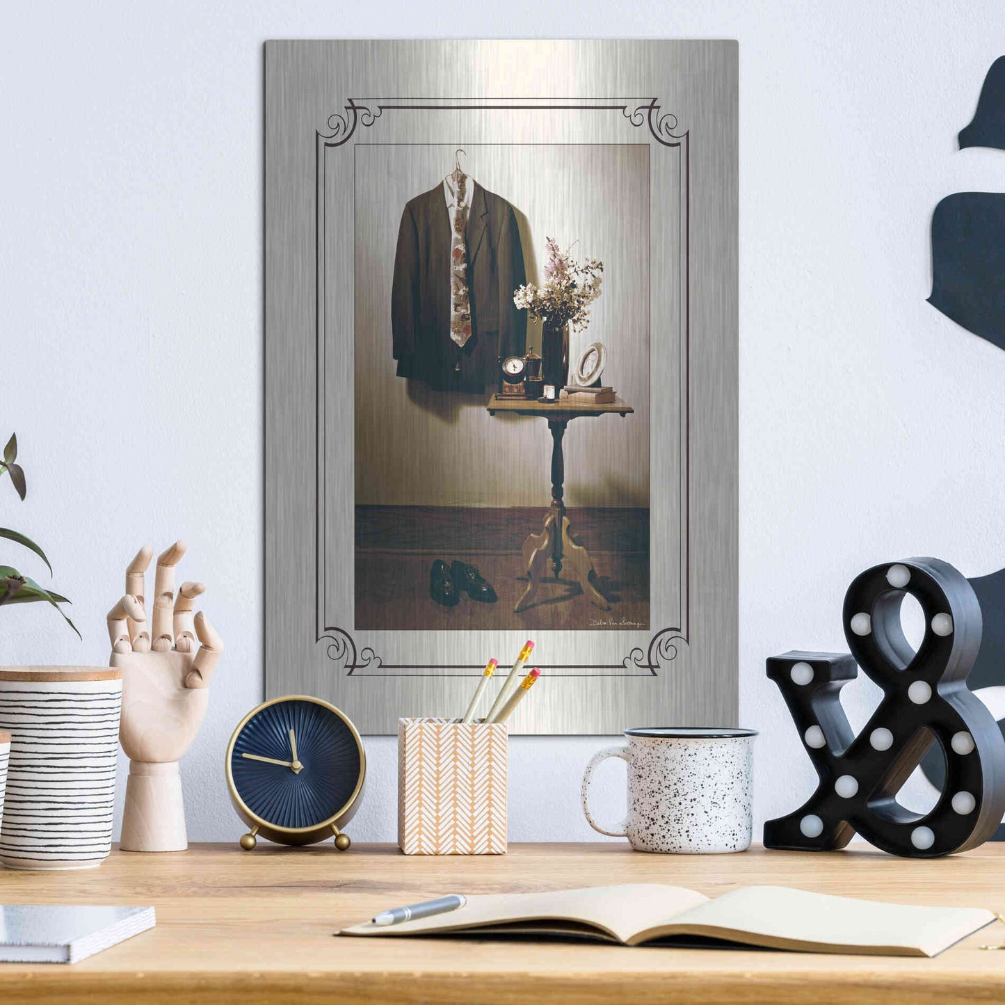 Luxe Metal Art 'Anticipation Him' by Debra Van Swearingen, Metal Wall Art,12x16