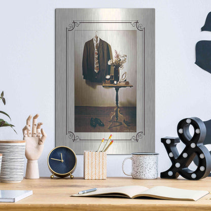 Luxe Metal Art 'Anticipation Him' by Debra Van Swearingen, Metal Wall Art,12x16