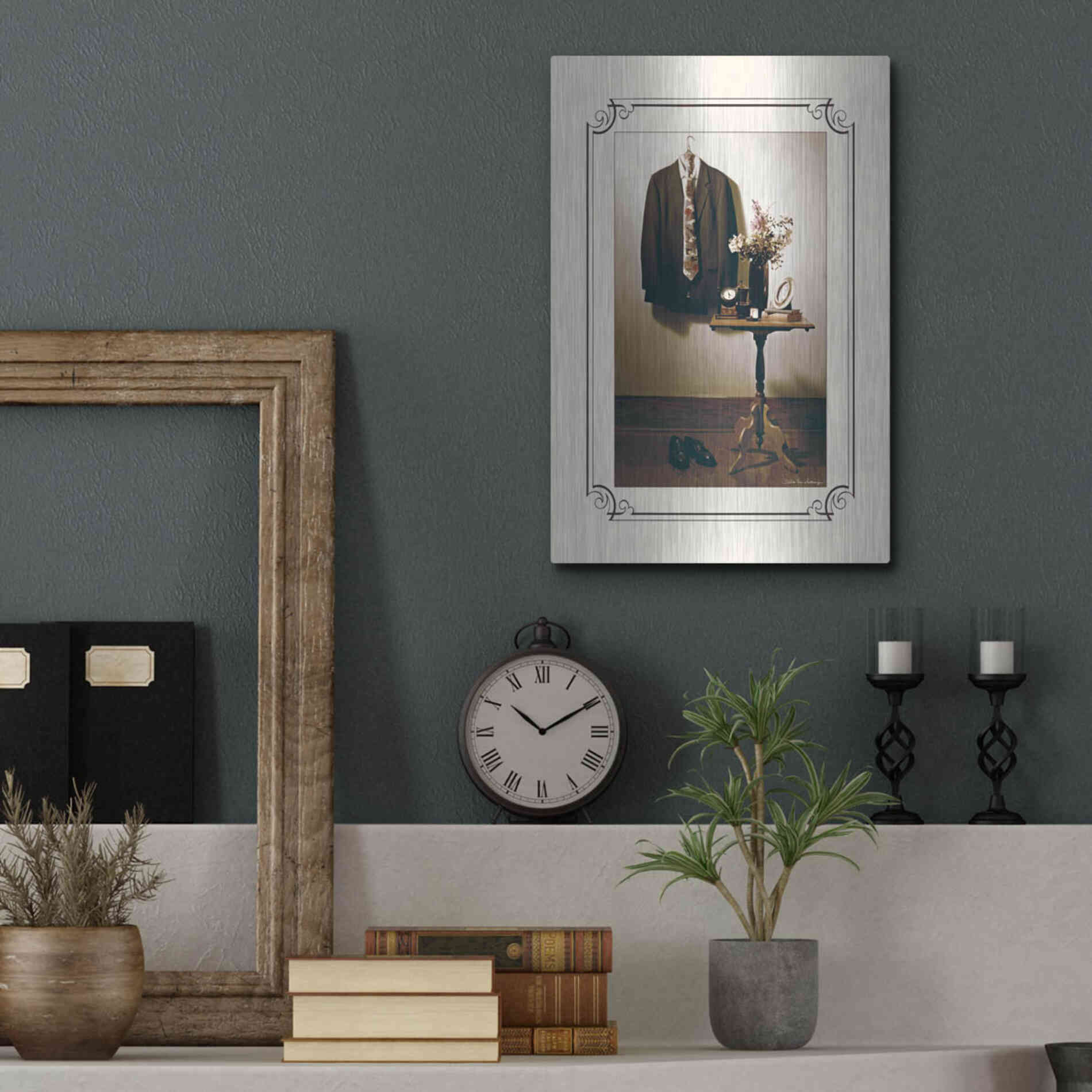 Luxe Metal Art 'Anticipation Him' by Debra Van Swearingen, Metal Wall Art,12x16