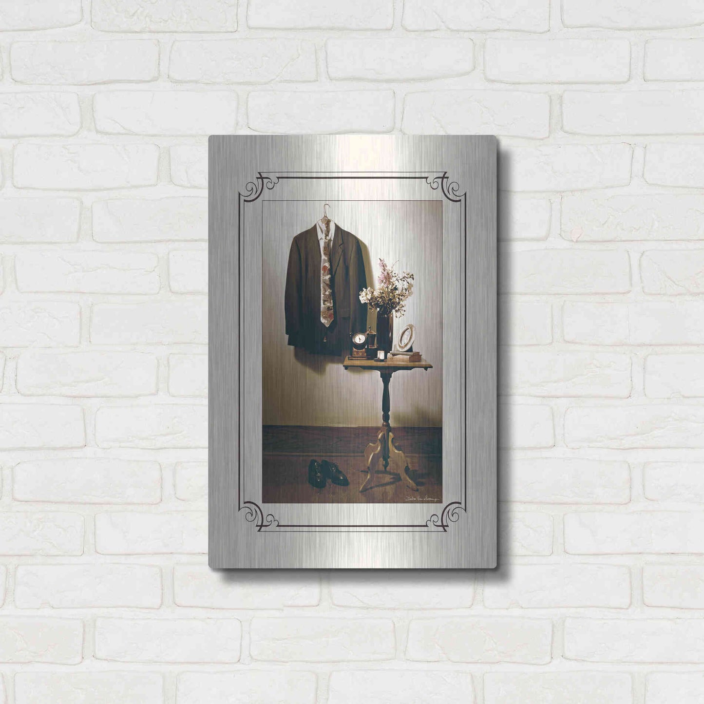 Luxe Metal Art 'Anticipation Him' by Debra Van Swearingen, Metal Wall Art,16x24