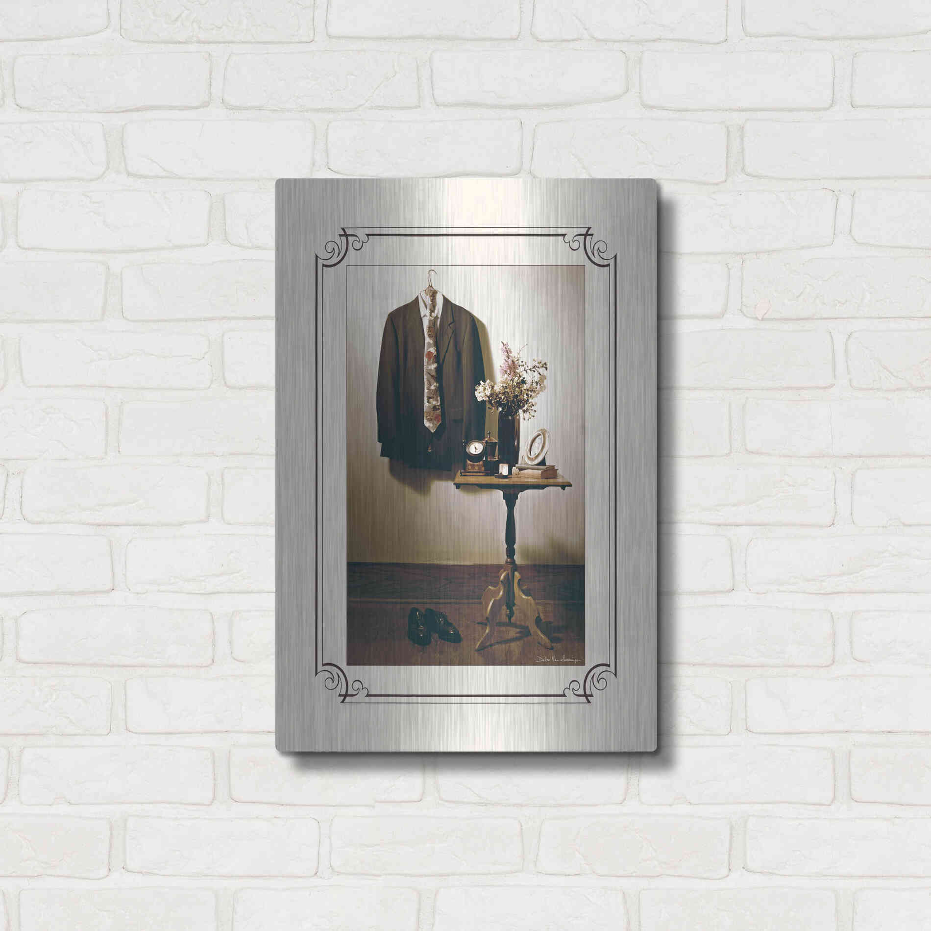 Luxe Metal Art 'Anticipation Him' by Debra Van Swearingen, Metal Wall Art,16x24