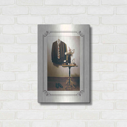 Luxe Metal Art 'Anticipation Him' by Debra Van Swearingen, Metal Wall Art,16x24