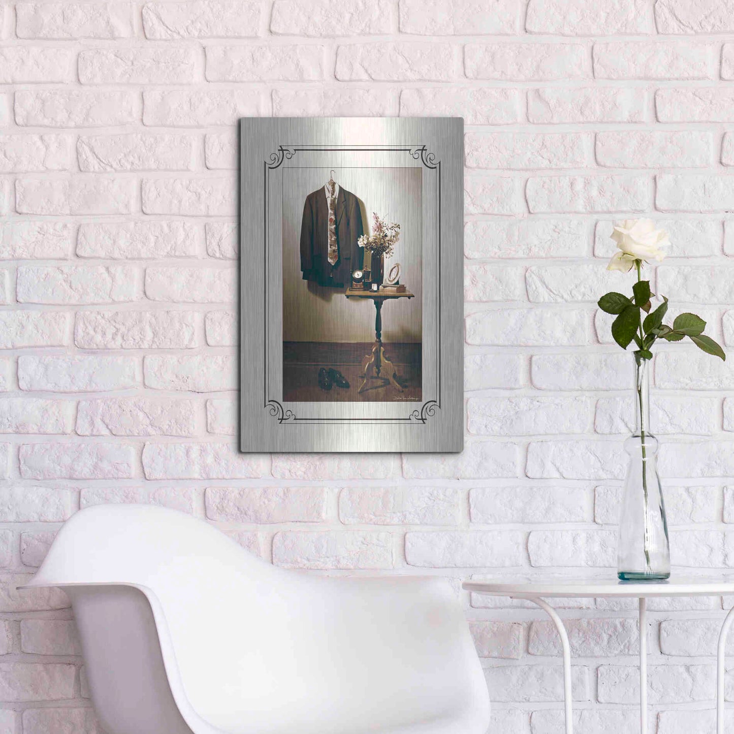 Luxe Metal Art 'Anticipation Him' by Debra Van Swearingen, Metal Wall Art,16x24