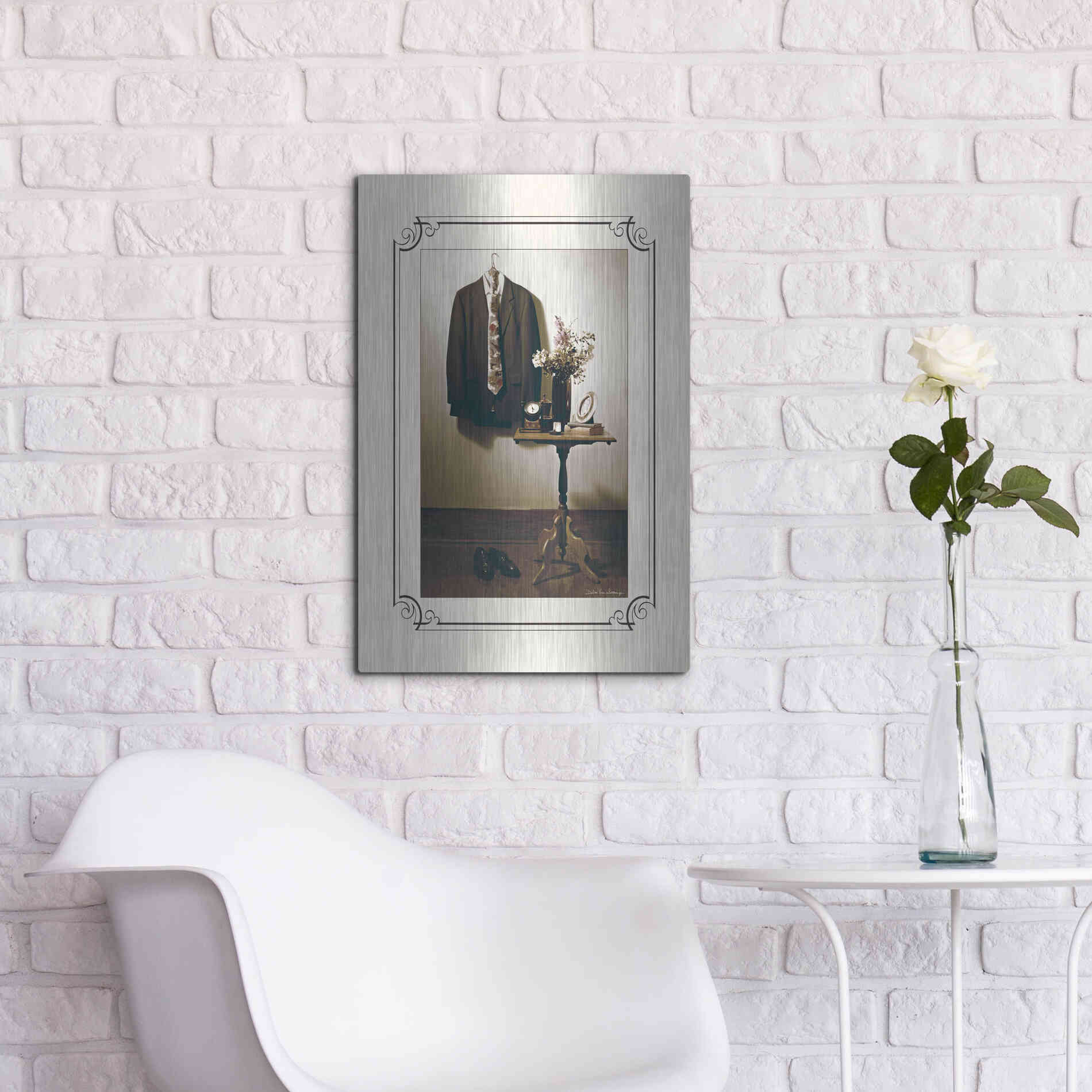 Luxe Metal Art 'Anticipation Him' by Debra Van Swearingen, Metal Wall Art,16x24