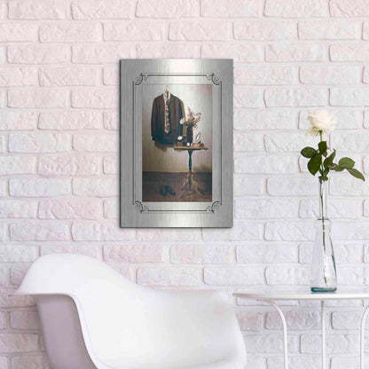 Luxe Metal Art 'Anticipation Him' by Debra Van Swearingen, Metal Wall Art,16x24