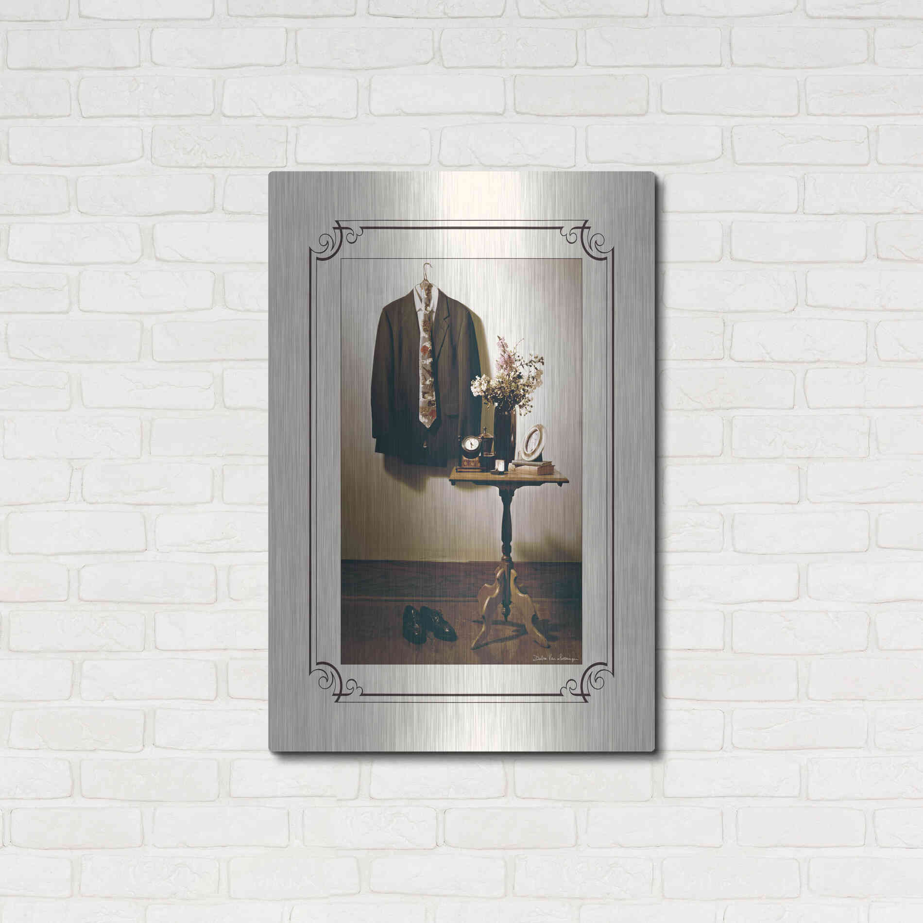 Luxe Metal Art 'Anticipation Him' by Debra Van Swearingen, Metal Wall Art,24x36