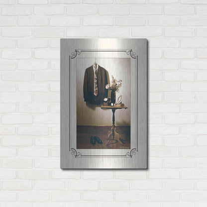 Luxe Metal Art 'Anticipation Him' by Debra Van Swearingen, Metal Wall Art,24x36