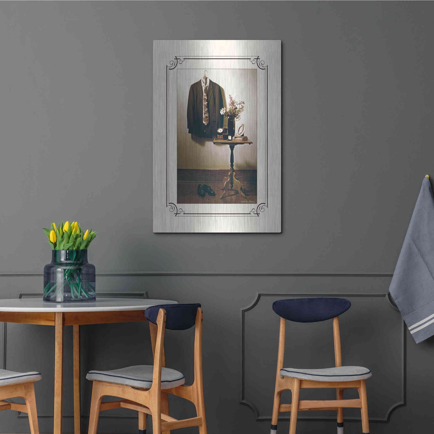 Luxe Metal Art 'Anticipation Him' by Debra Van Swearingen, Metal Wall Art,24x36