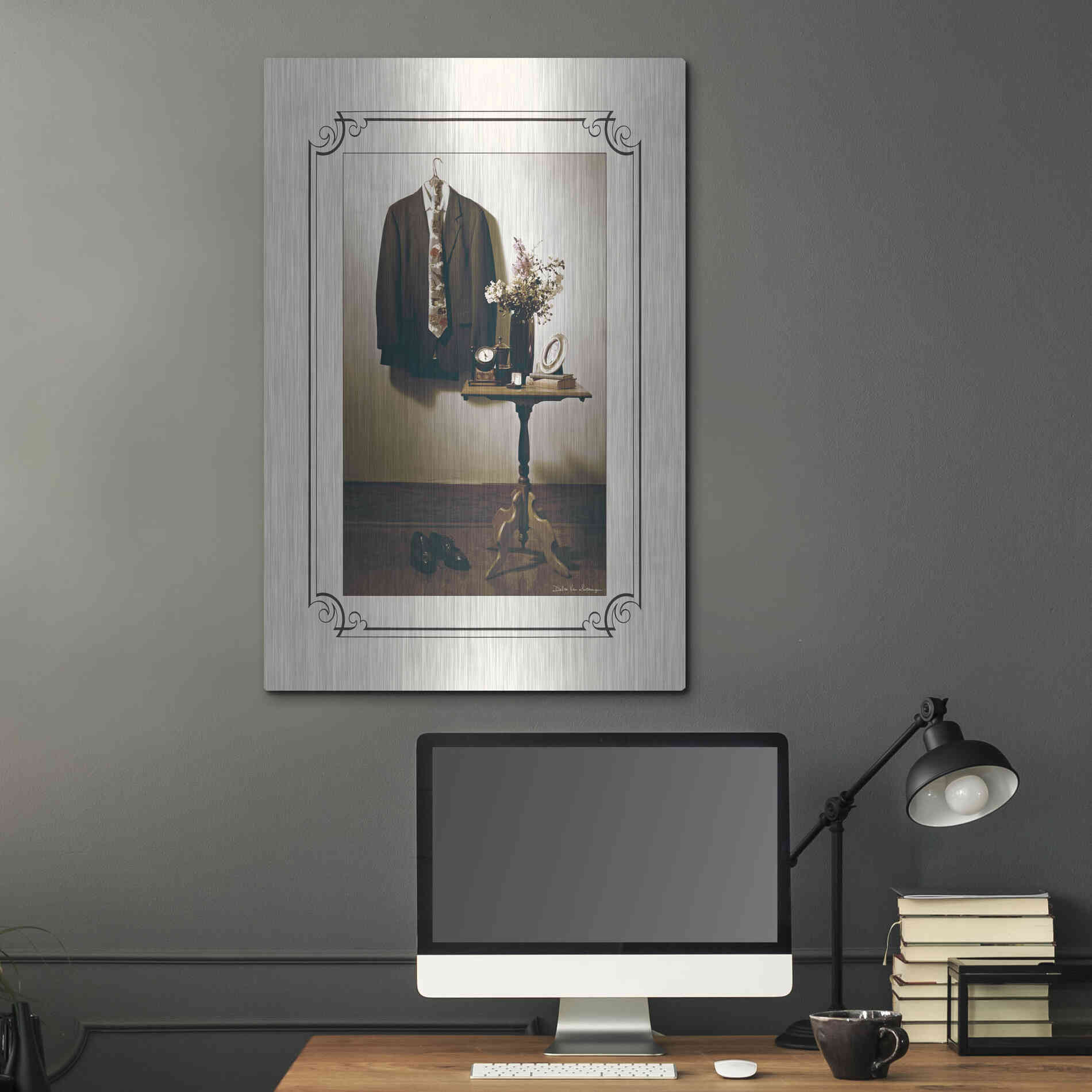 Luxe Metal Art 'Anticipation Him' by Debra Van Swearingen, Metal Wall Art,24x36