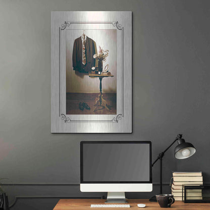 Luxe Metal Art 'Anticipation Him' by Debra Van Swearingen, Metal Wall Art,24x36