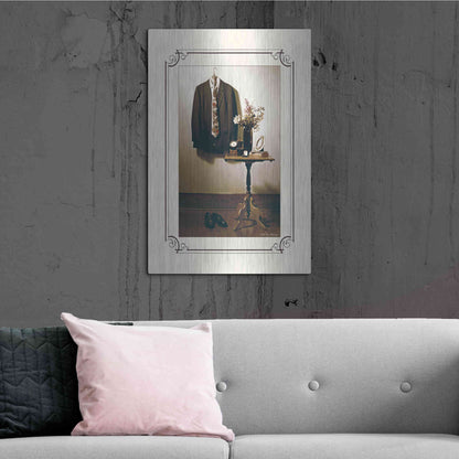 Luxe Metal Art 'Anticipation Him' by Debra Van Swearingen, Metal Wall Art,24x36