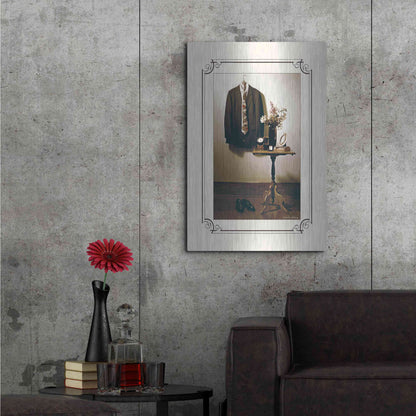 Luxe Metal Art 'Anticipation Him' by Debra Van Swearingen, Metal Wall Art,24x36