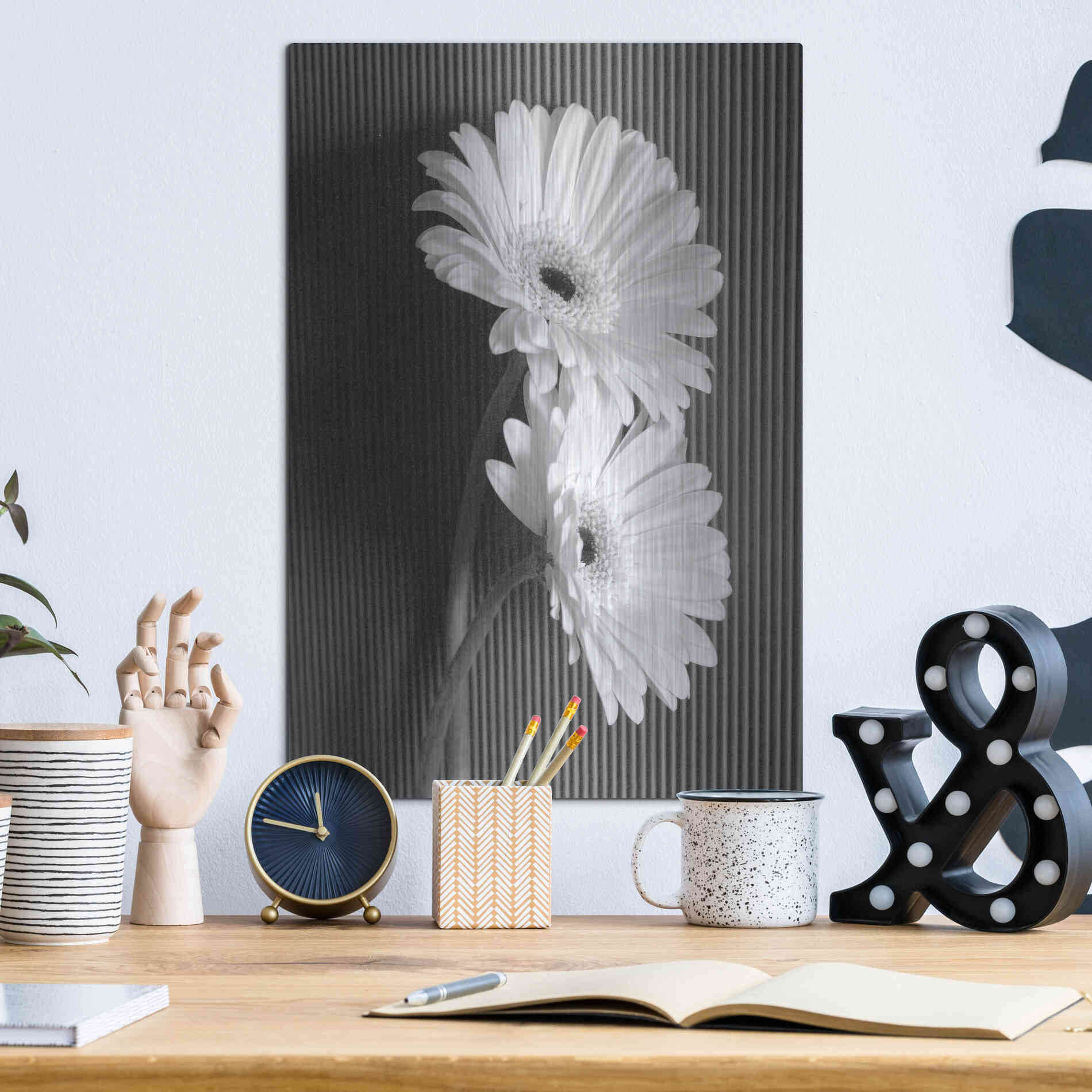 Luxe Metal Art 'Fresh Cut Daisy I' by Debra Van Swearingen, Metal Wall Art,12x16