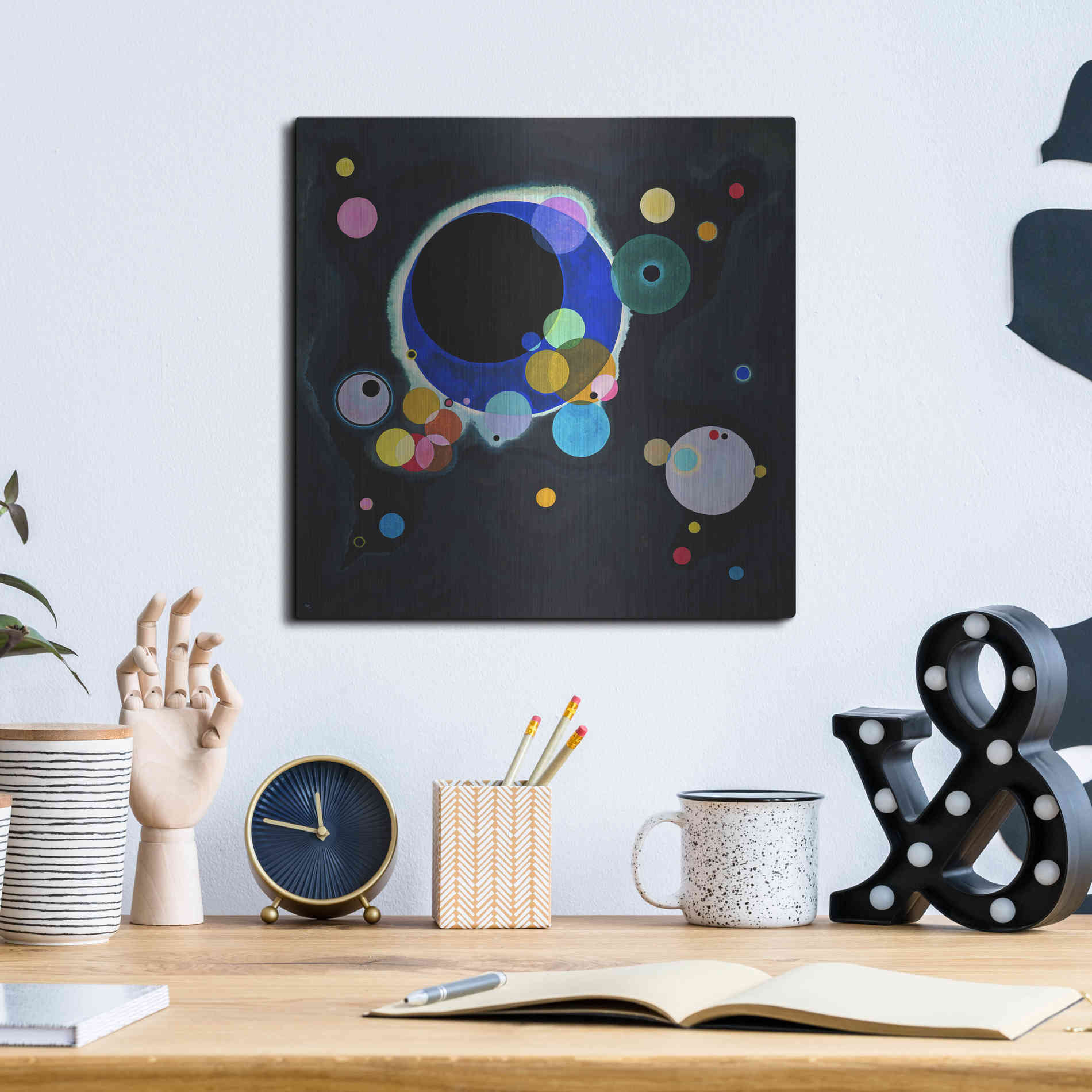 Luxe Metal Art 'Several Circles' by Wassily Kandinsky, Metal Wall Art,12x12