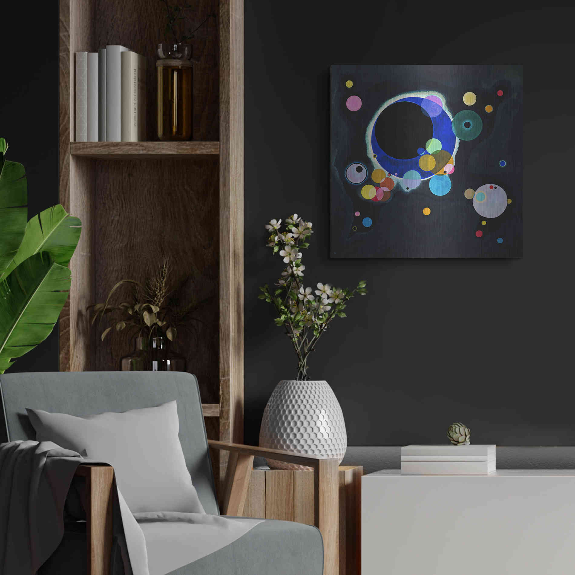 Luxe Metal Art 'Several Circles' by Wassily Kandinsky, Metal Wall Art,24x24