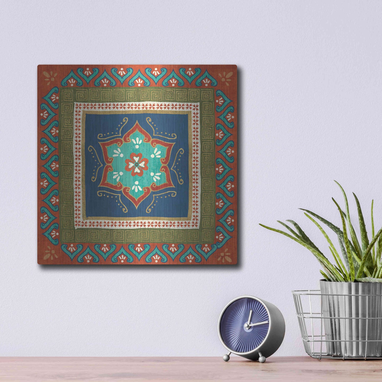 Luxe Metal Art 'Mexican Fiesta I' by Veronique Charron, Metal Wall Art,12x12