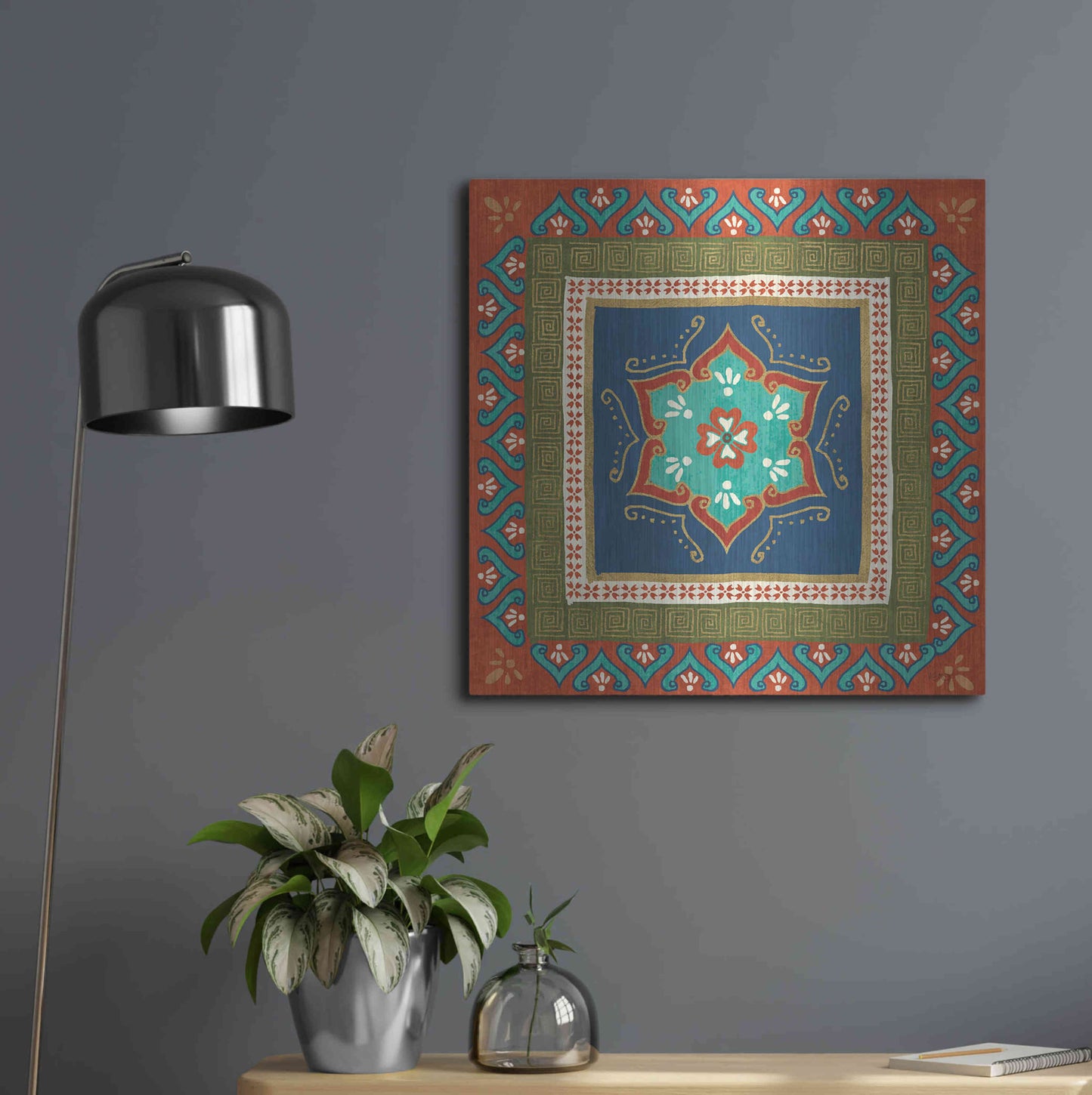 Luxe Metal Art 'Mexican Fiesta I' by Veronique Charron, Metal Wall Art,24x24