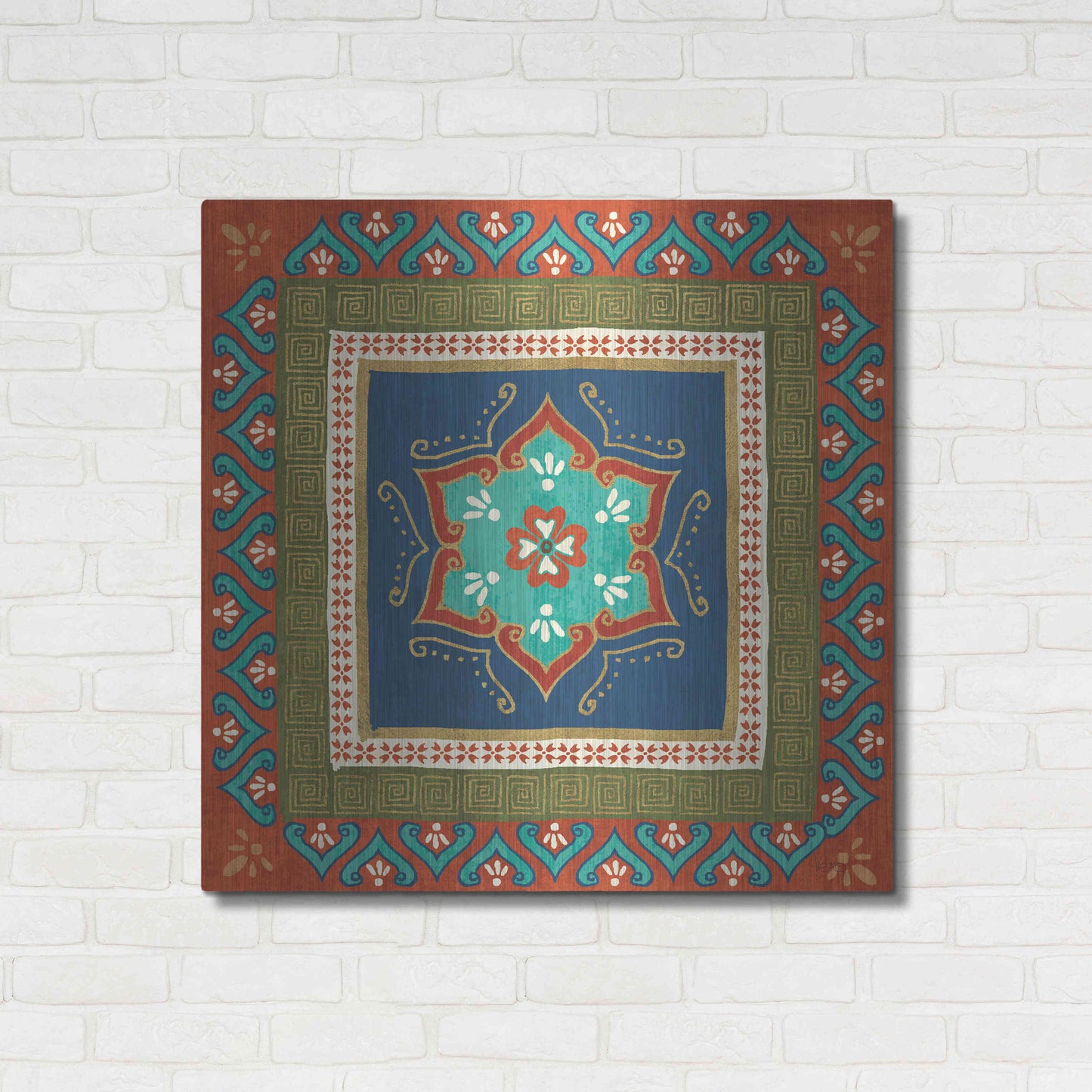 Luxe Metal Art 'Mexican Fiesta I' by Veronique Charron, Metal Wall Art,36x36