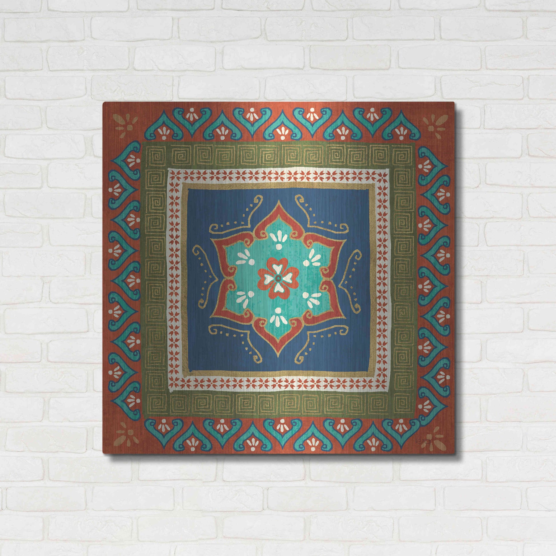 Luxe Metal Art 'Mexican Fiesta I' by Veronique Charron, Metal Wall Art,36x36